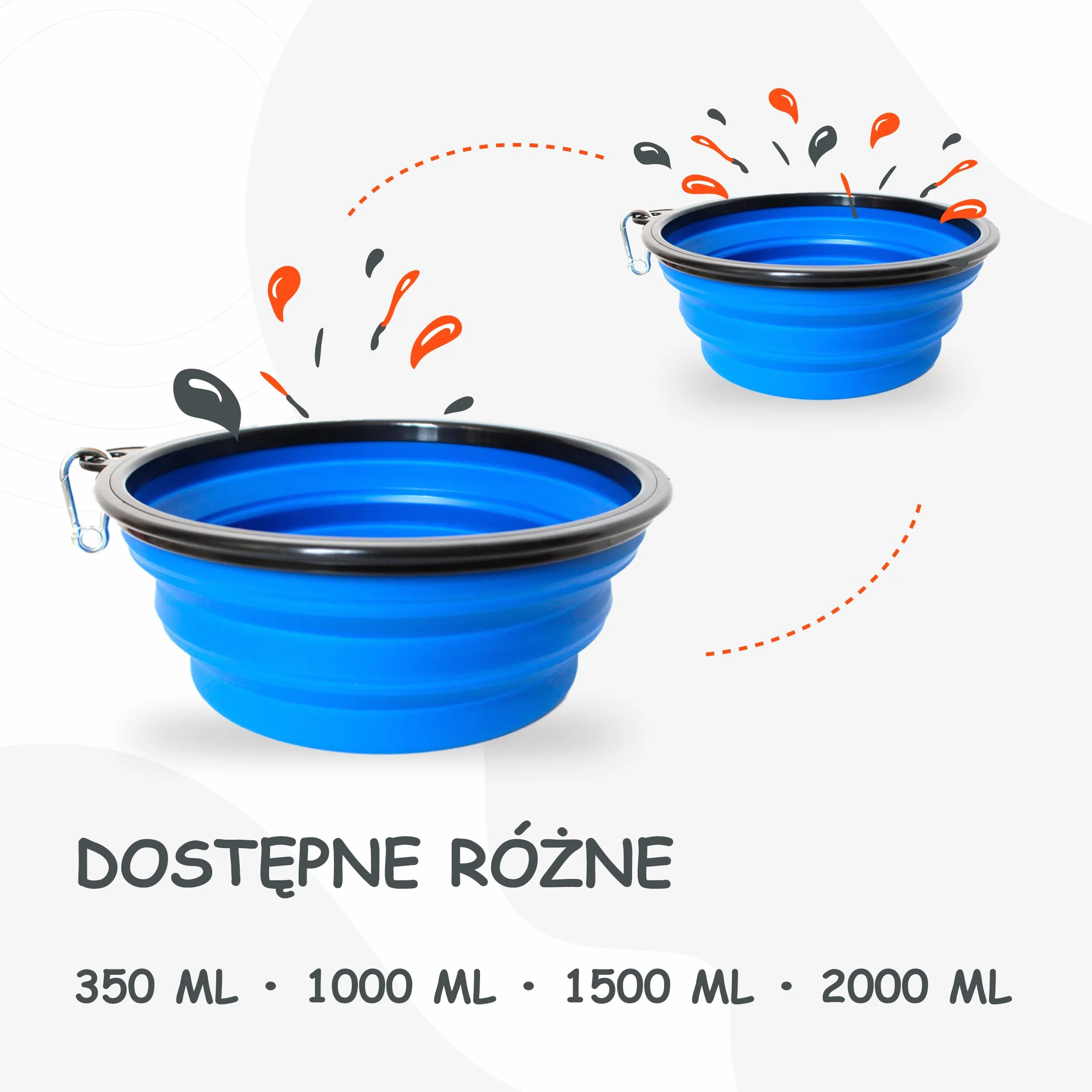 Składana miska dla psa 1500 ml niebieska podróżna na karmę i wodę