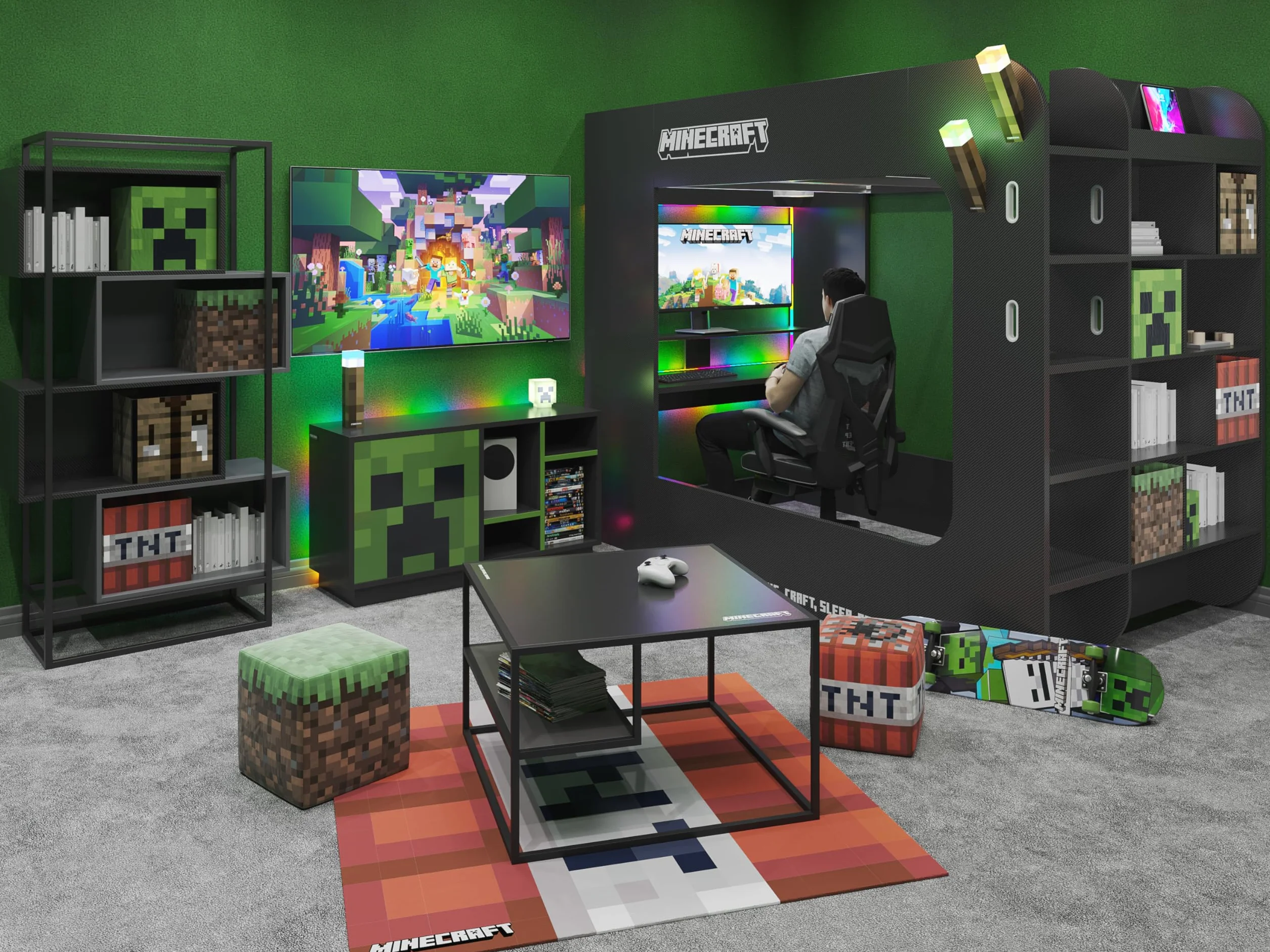 Phoenix Minecraft zestaw 2 sztuk, gniazdo otomana/siedzisko