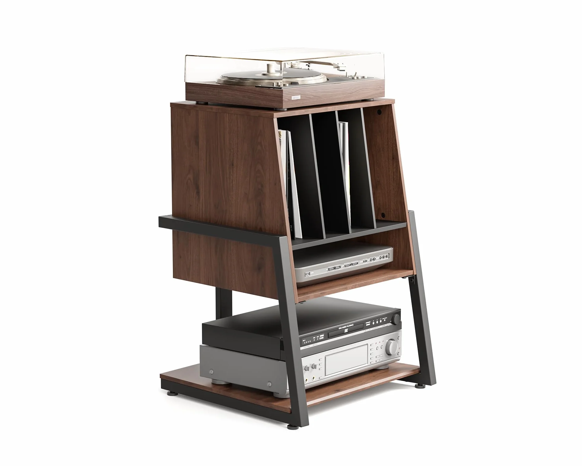 FITUEYES Designerski gramofon, stół HiFi, do gramofonów, płyt gramofonowych, kompaktowych urządzeń, regałów, nowoczesna, elegancka seria Eiffel