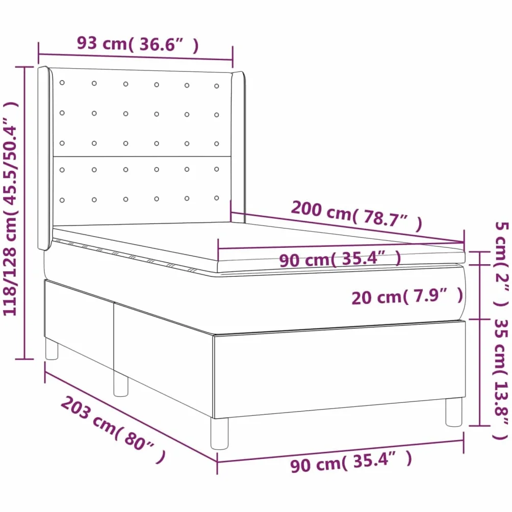 tkanina LED regulowany zagłówek kontynentalne 90x200 kremowy | Łóżko kontynentalne z materacem kremowe 90x200 cm tkanina z diodami LED do sypialni