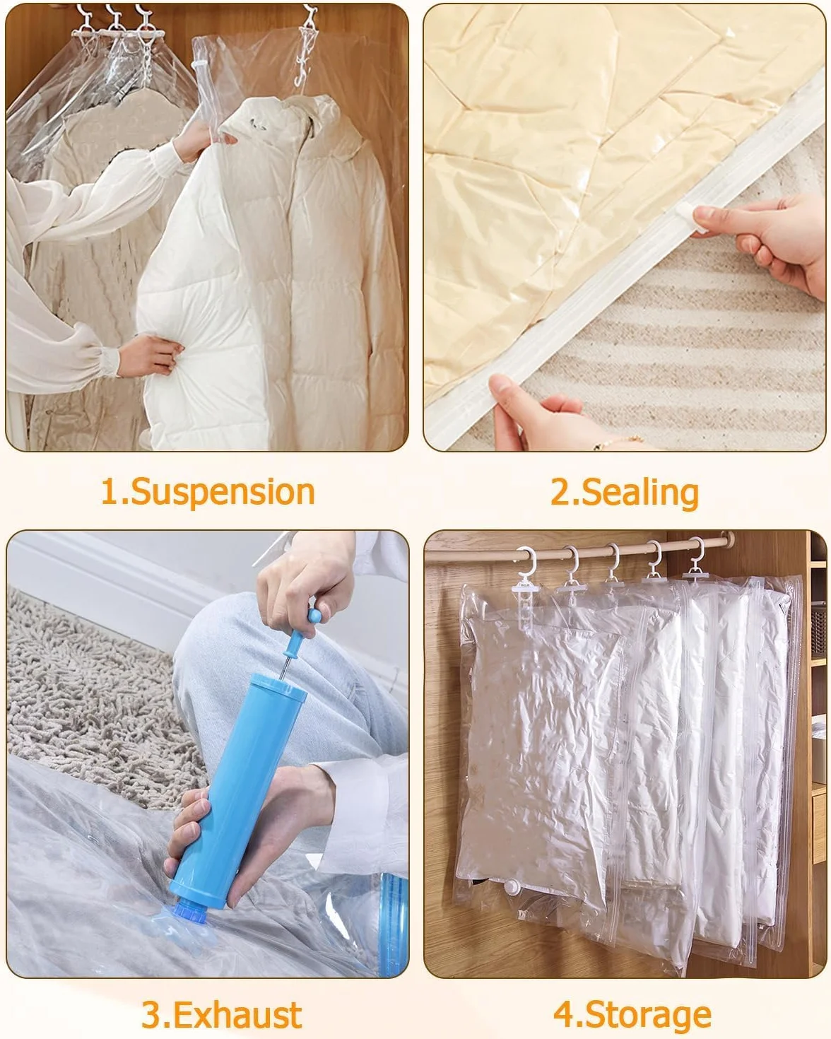 Wiszące worki próżniowe na ubrania