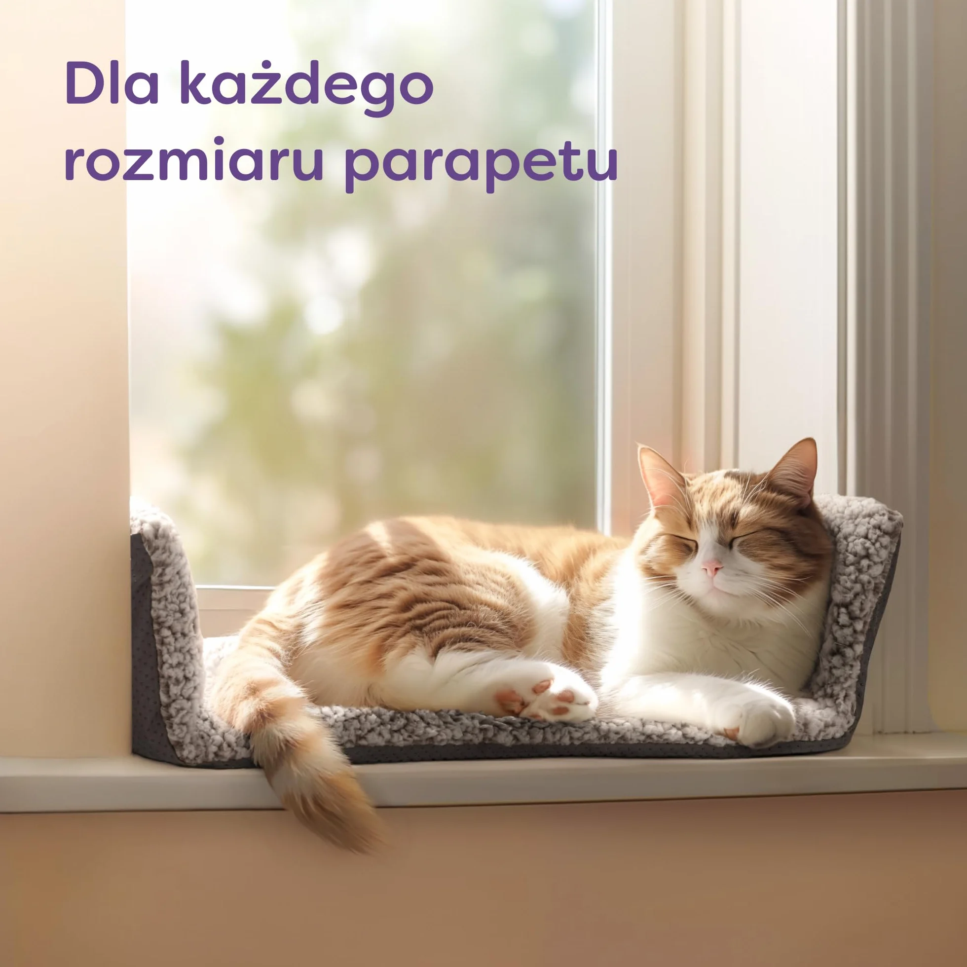 Legowisko Na Okno Dla Kota 90 cm Mata Samonagrzewająca Się Antypoślizgowa Hamak Szary