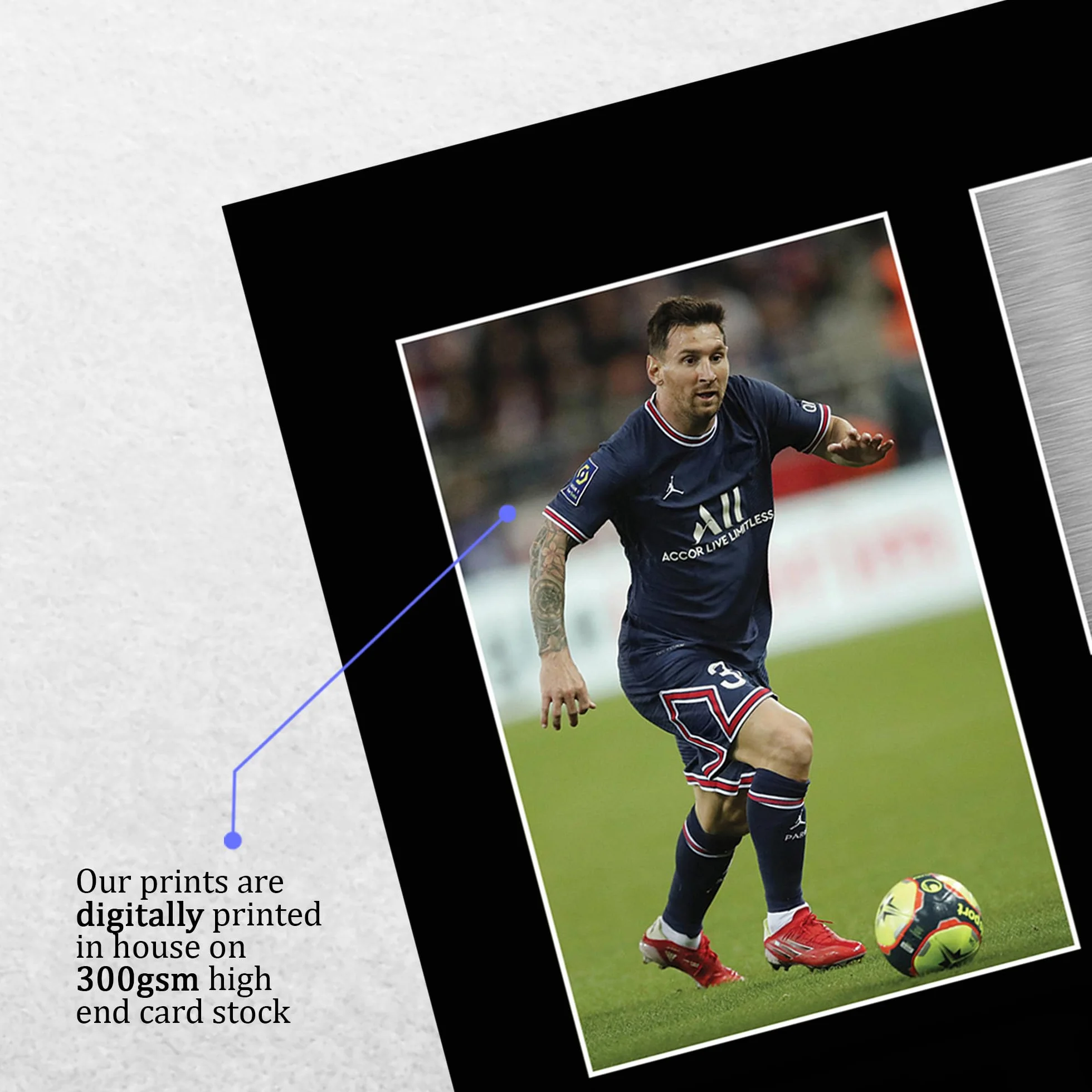 HWC Trading Lionel Messi Paris Blue and Reds Prezenty Drukowane Podpisane Zdjęcie Z Autografem Dla Fanów Piłki Nożnej I Kibiców - A4