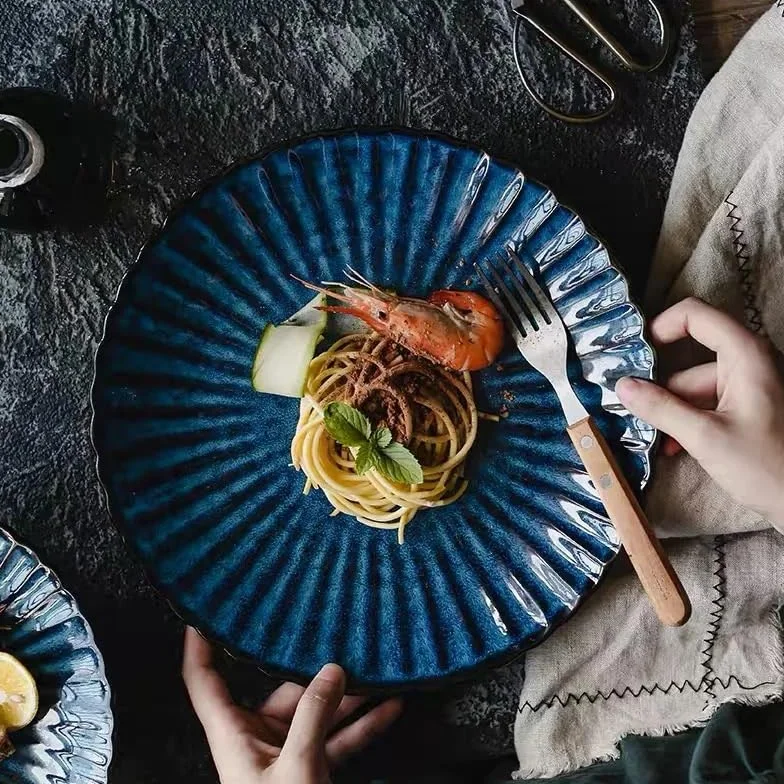 Talerze obiadowe kolacja okrągły talerz makaron półmisek na ryż miska ceramiczna zastawa stołowa bardzo odpowiednia do restauracji, hoteli itp. Talerze sałatkowe (L)