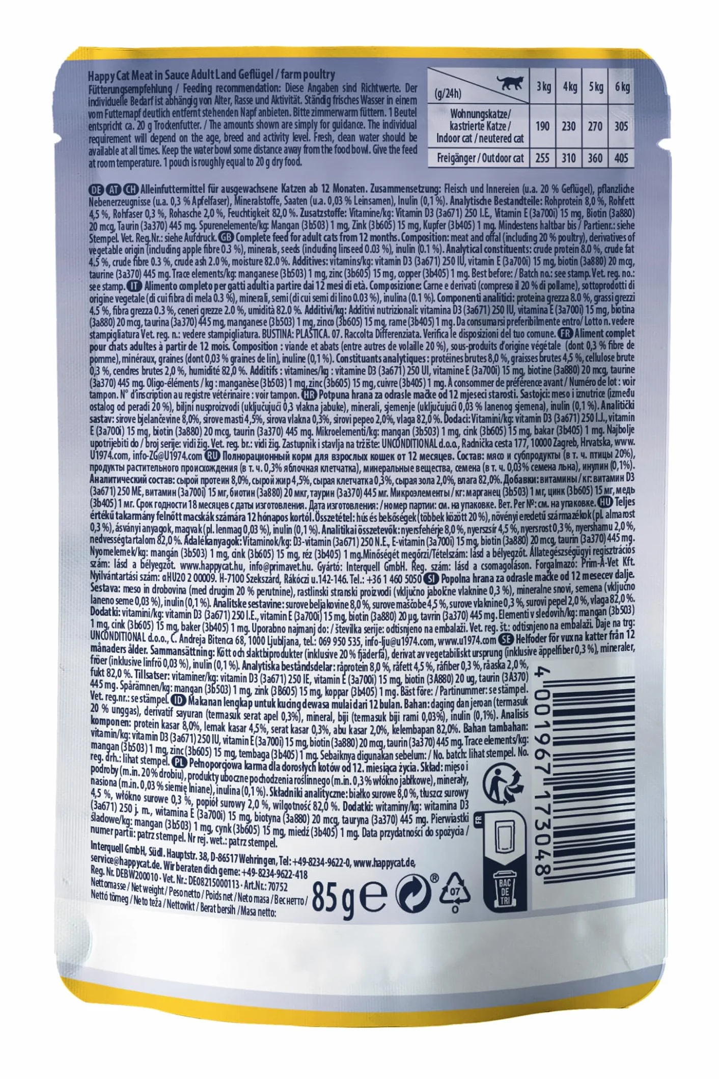 Happy Cat Culinary Meat in Sauce Land Drób Pouch 85 g