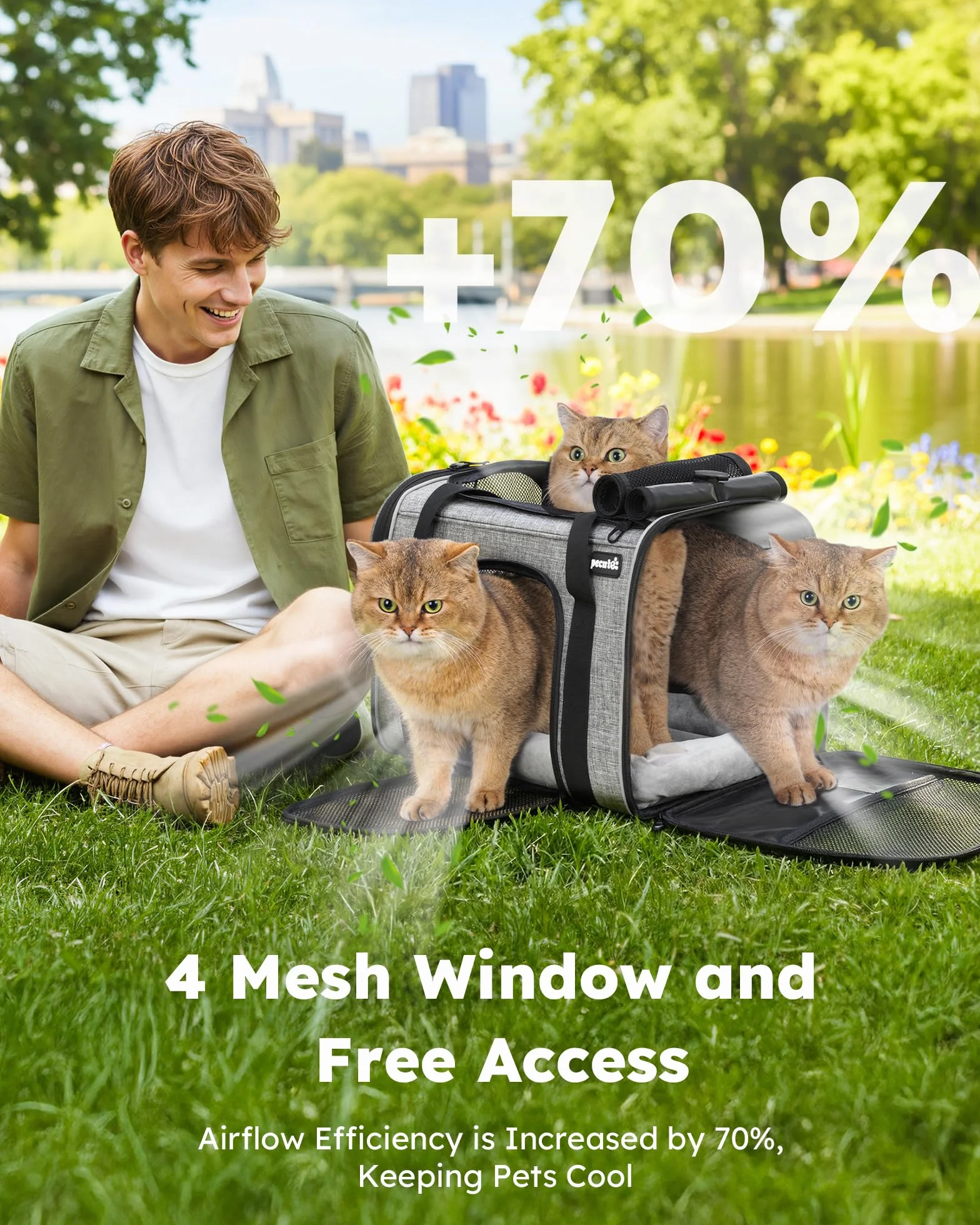 pecute® Duża torba do przenoszenia zwierząt domowych, przenośna torba podróżna dla psa, oddychająca tkanina siatkowa, odpowiednia zarówno na długie, jak i krótkie wycieczki, używana dla kotów i