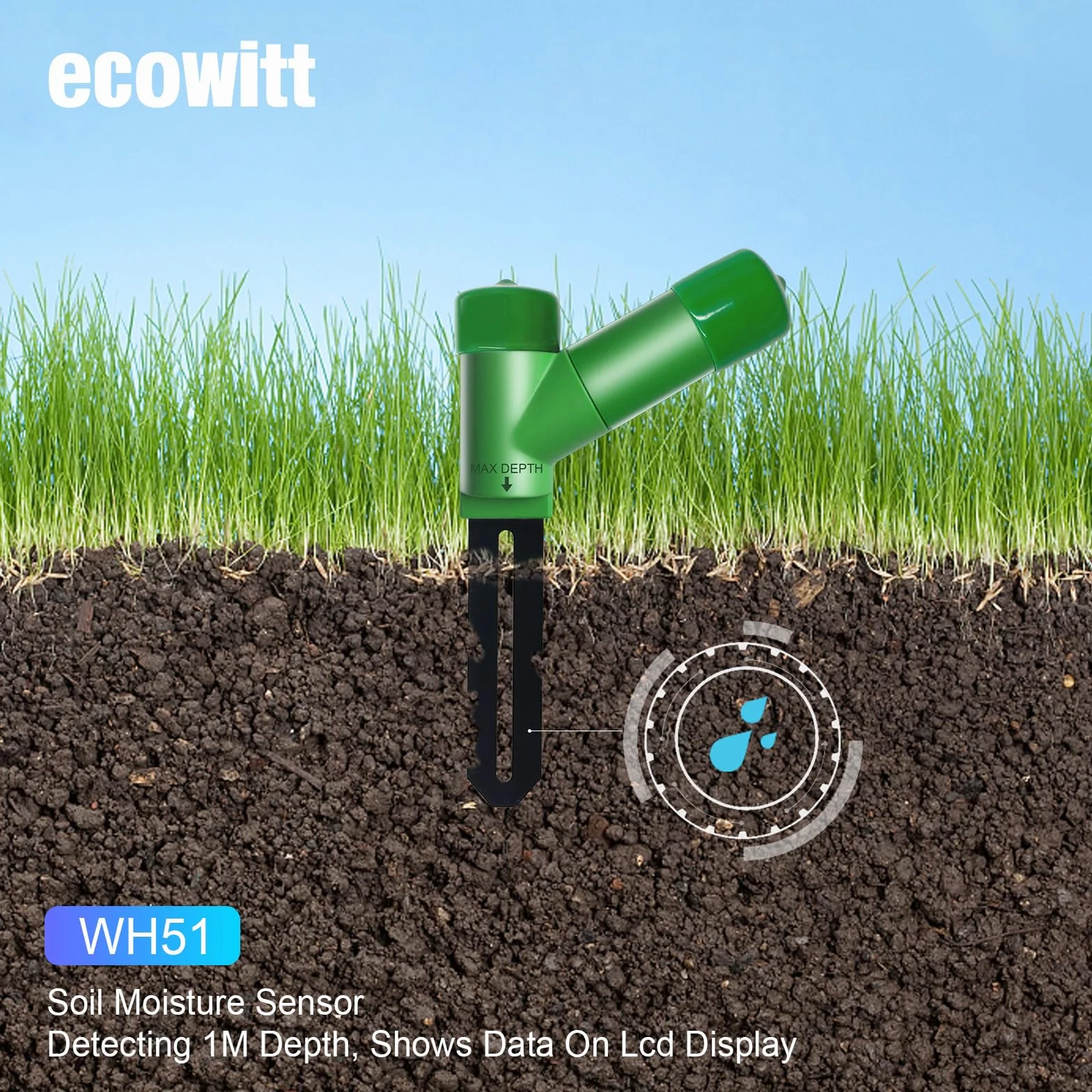 ECOWITT Inteligentny czujnik wilgotności gleby, tester wilgotności gleby, potrzebna brama, dokładny pomiar, sonda pojemnościowa, miernik wilgotności do sadzenia w ogrodzie, tylko akcesoria, 4 szt