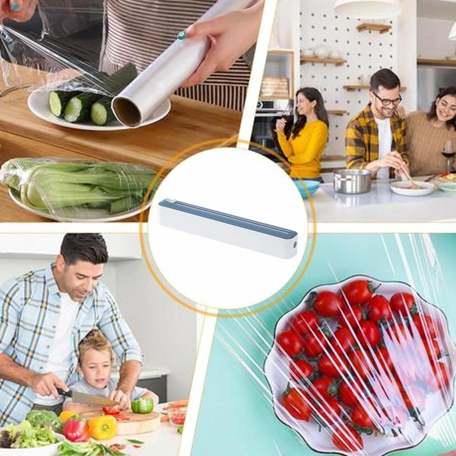 Przecinak do folii, magnetyczny dozownik folii spożywczej z nożem, do wielokrotnego napełniania, dozownik folii aluminiowej, do cięcia folii spożywczej, 36,5 x 5 x 5,5 cm
