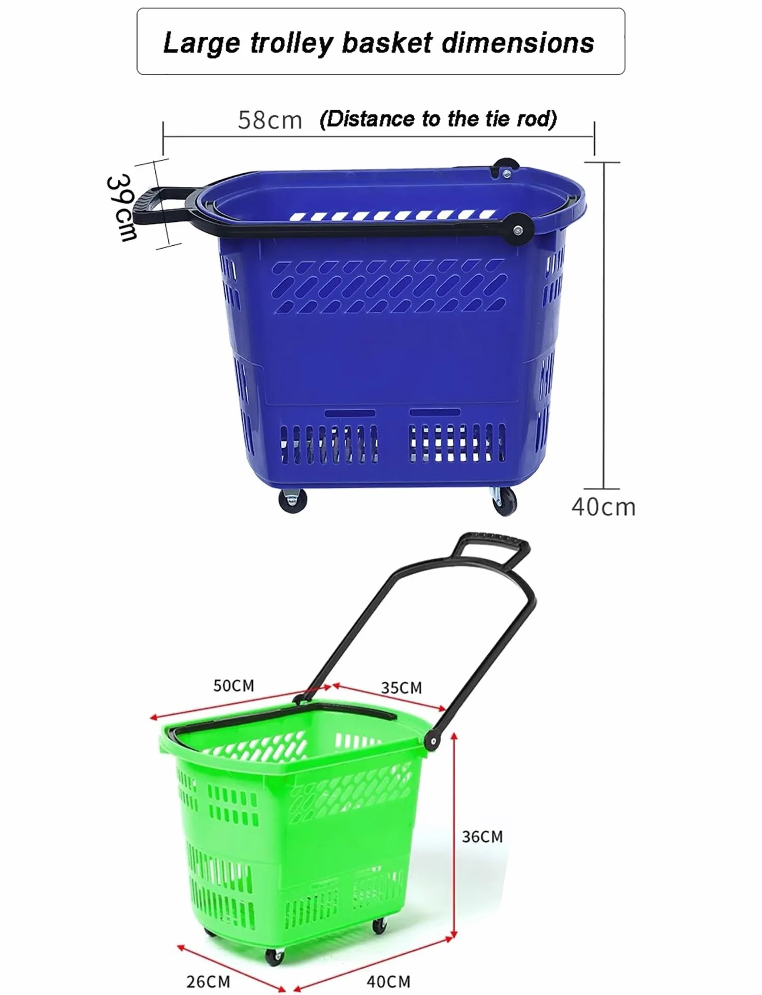 Przenośne wózki na zakupy, 6-pak plastikowych koszy z uchwytami i kółkami do artykułów spożywczych, sklepów detalicznych, rynku