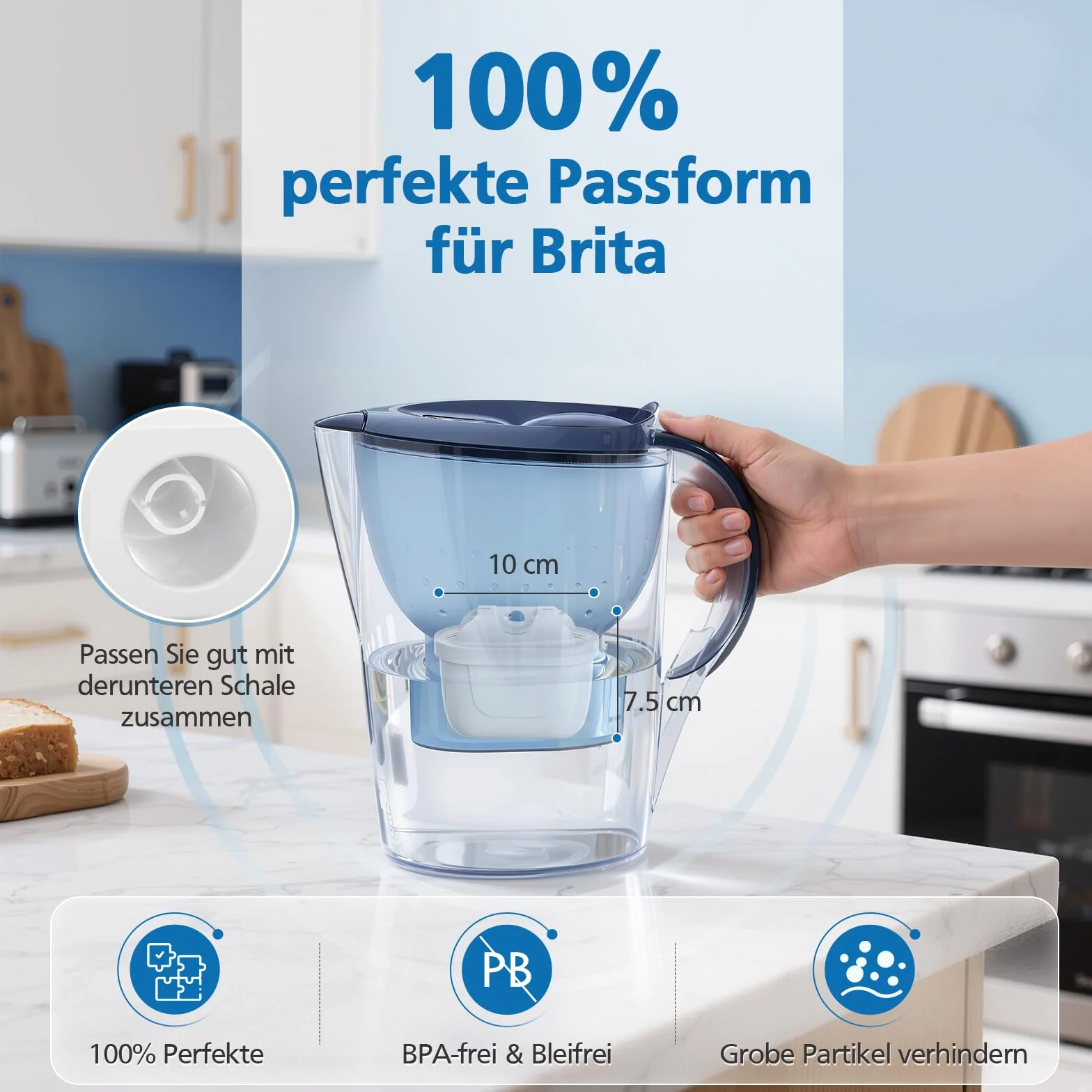 isinlive Zestaw 12 filtrów do wody do wkładów filtrujących do wody Brita Maxtra+, do Style, Mavea Elemaris XL zbiornik na wodę