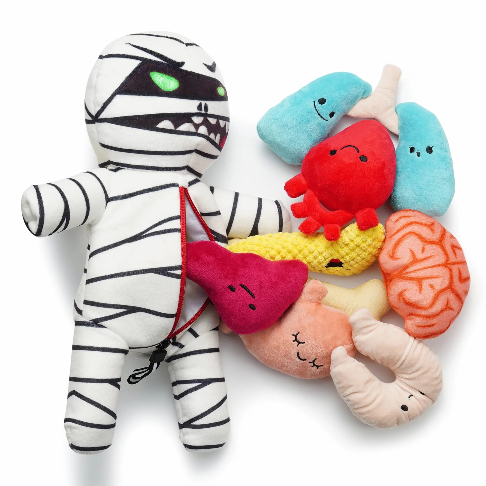 Nocciola Zombie Mumia Zabawki dla psów z organami: Śmieszne pluszowe wypchane piszczące zabawki do żucia dla szczeniąt, małych i średnich psów, puzzle do szkolenia psów artykuły dla zwierząt