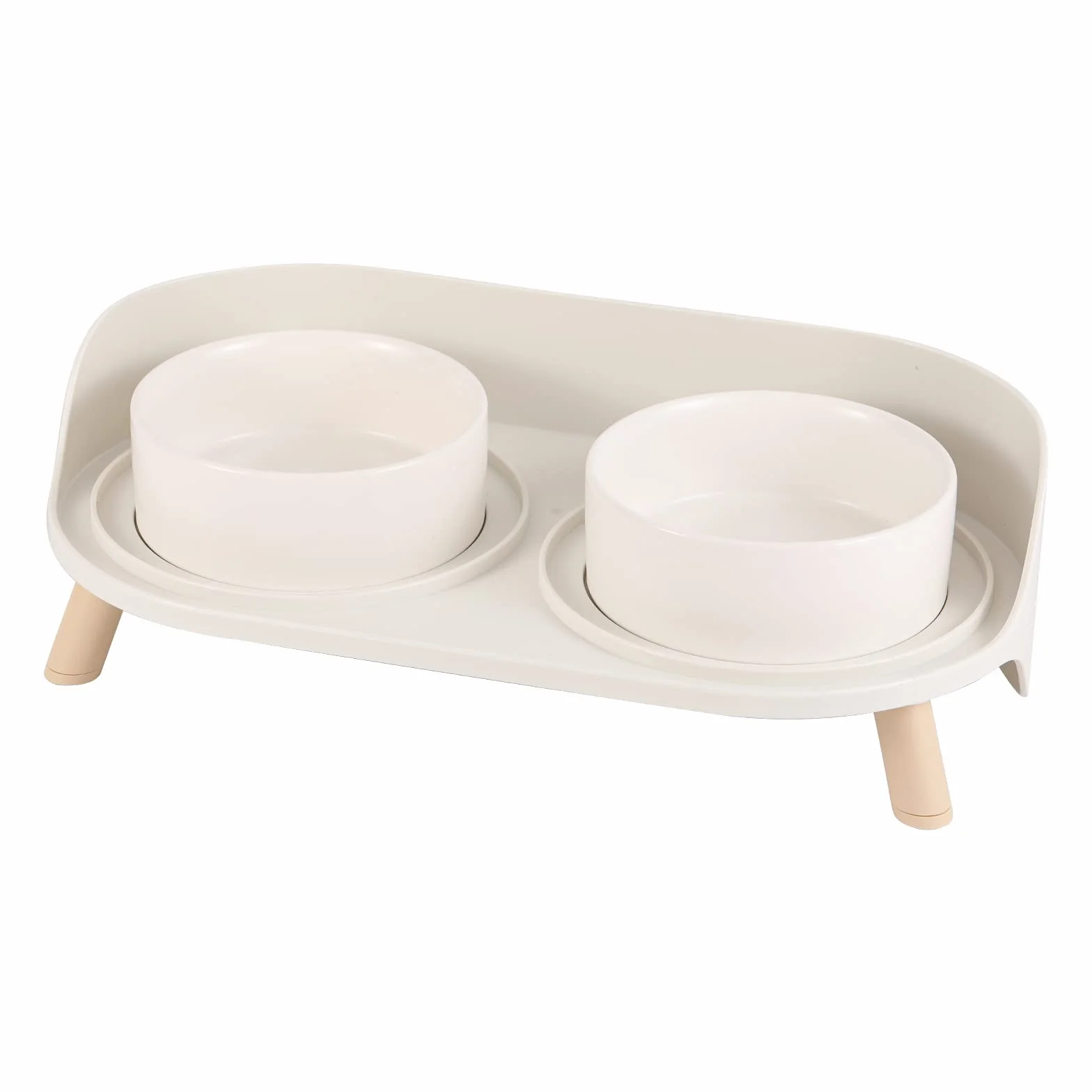 Podwójne ceramiczne miski dla kotów z antypoślizgowym stojakiem podniesione