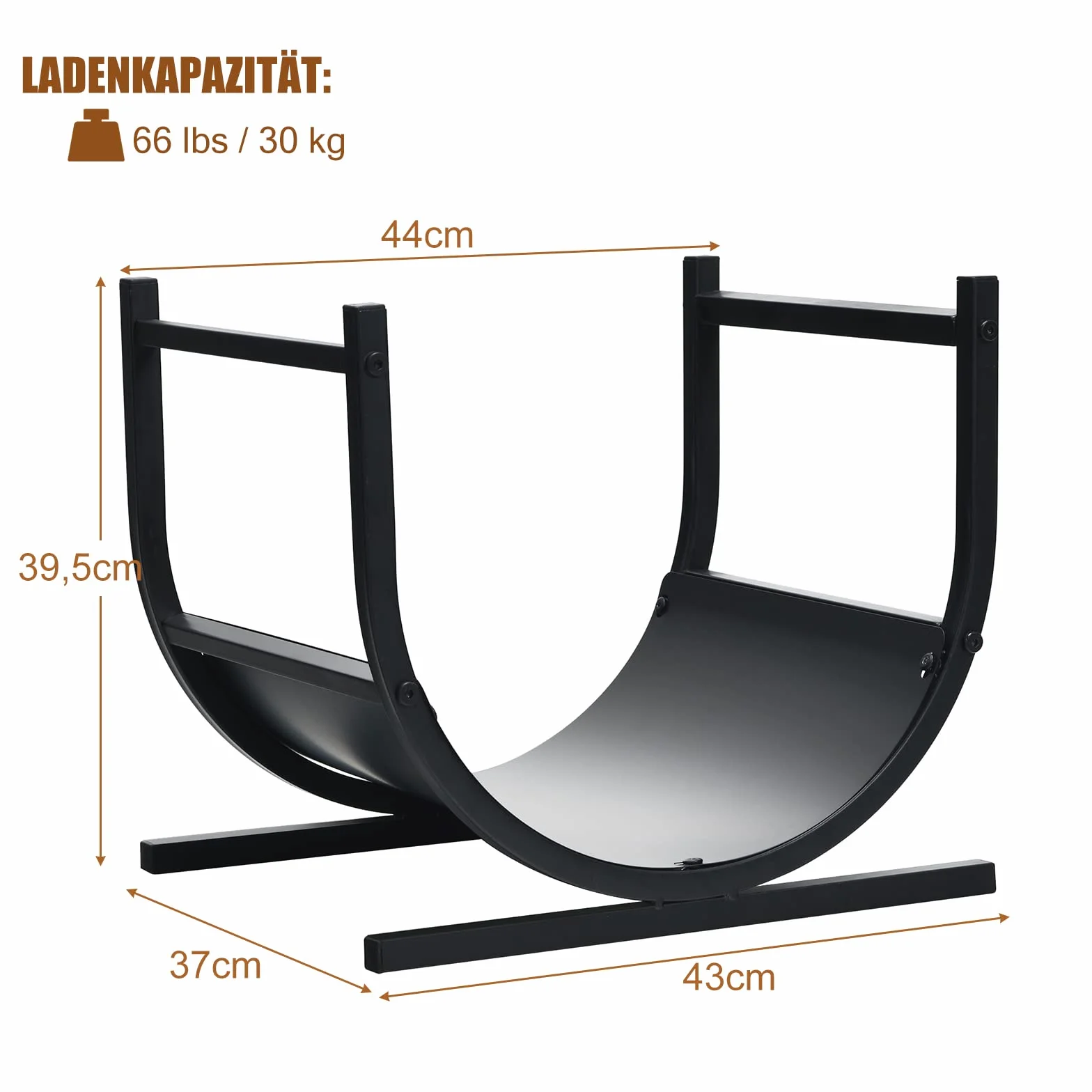 COSTWAY Metalowy regał na drewno kominkowe, do użytku wewnątrz i na zewnątrz, w kształcie litery U, ze stabilnym cokołem i uchwytami, 43 x 37 x 39,5 cm