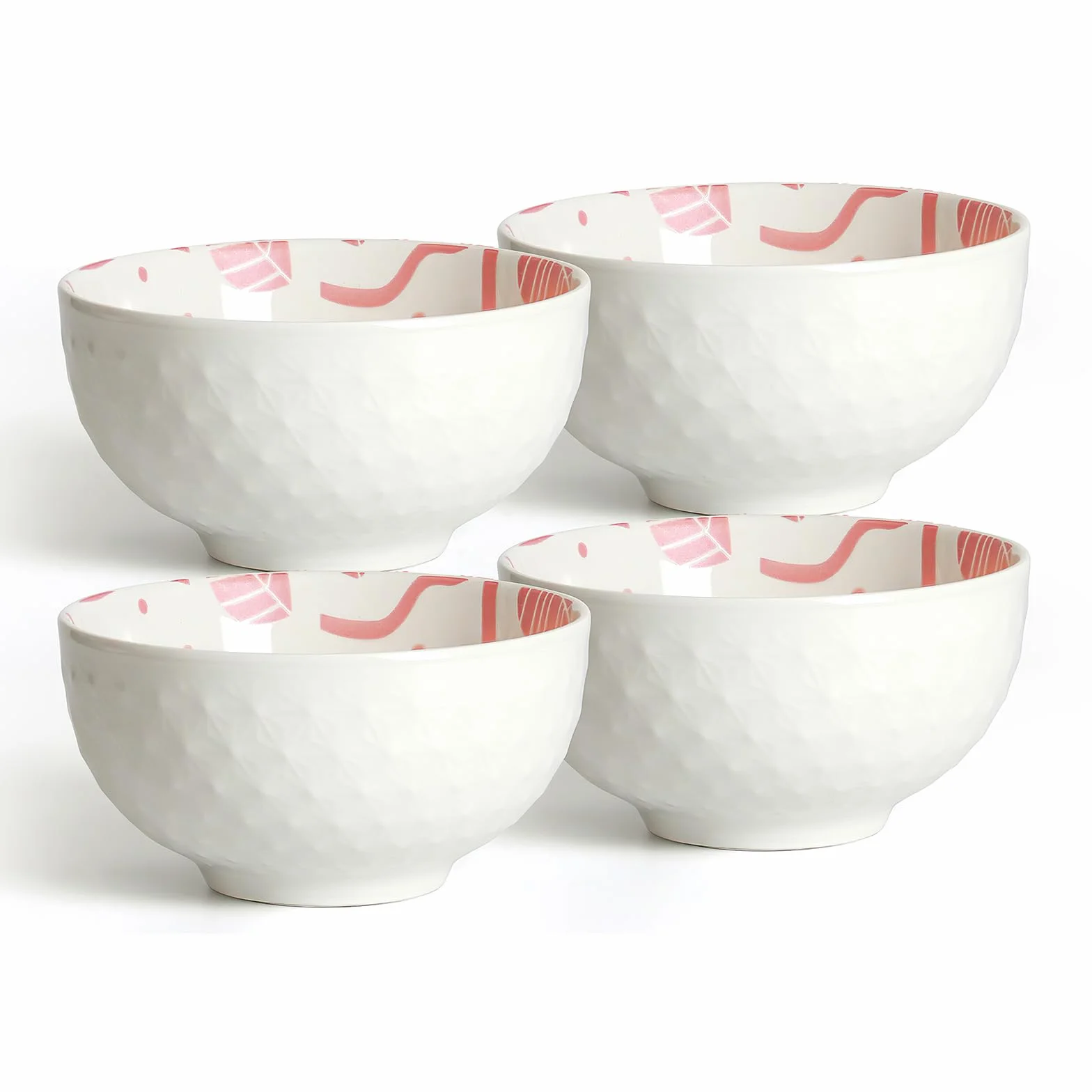 AOOSY Porcelanowa miseczka do musli, zestaw misek deserowych, 350 ml, miska na ryż, miska na zupę, miska do sałatek, porcelanowych misek ceramicznych, do sałatek, zup, ramenu, ryżu, zestaw 4 sztuk