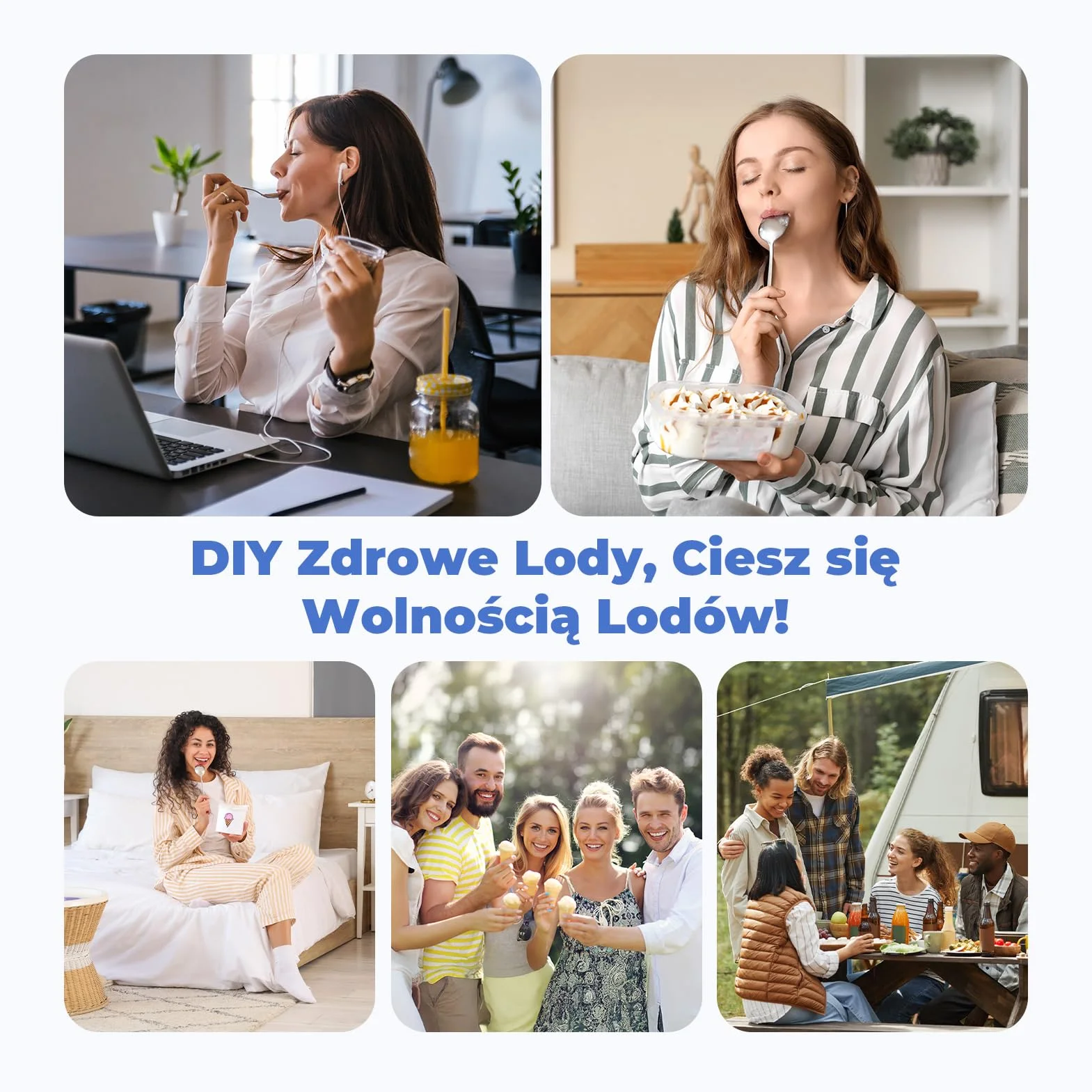 maszynka do lodów z kompresorem 1L, maszynka do lodów z samochłodzącym kompresorem z wyjmowanym pojemnikiem na lód, w zestawie łyżka/kubek z miarką z skalą