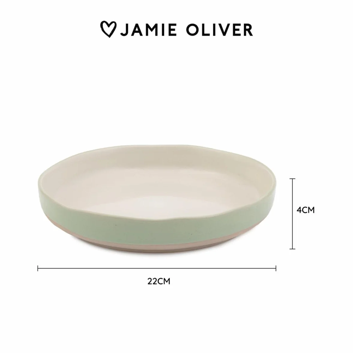 Jamie Oliver Big Love Dishy Bowl, zielona i biała kamionka, trwała, zestaw misek do serwowania, zmywarka, kuchenka mikrofalowa, nadaje się do piekarnika, zestaw 4 sztuk, 700 ml, 22 x 22 x 13 cm