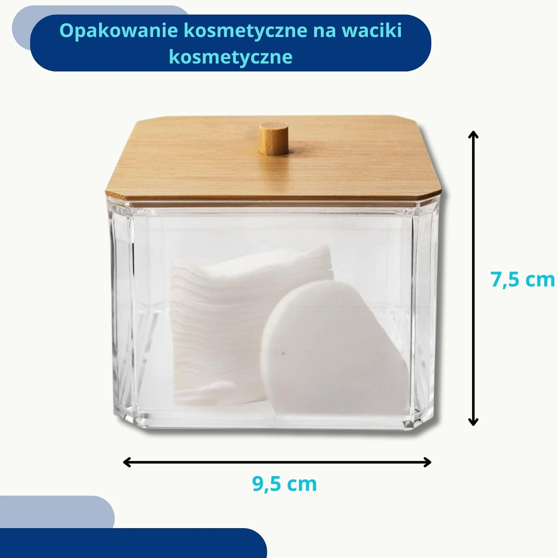 orion group Pojemnik na płatki kosmetyczne, dozownik wacików, waciki, waciki, waciki, do przechowywania wacików, z bambusową pokrywką