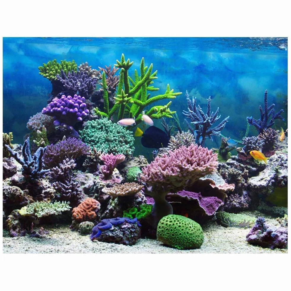 FILFEEL Dekoracje akwarium tło PCW samoprzylepny plakat podwodny koral 76 x 30 cm