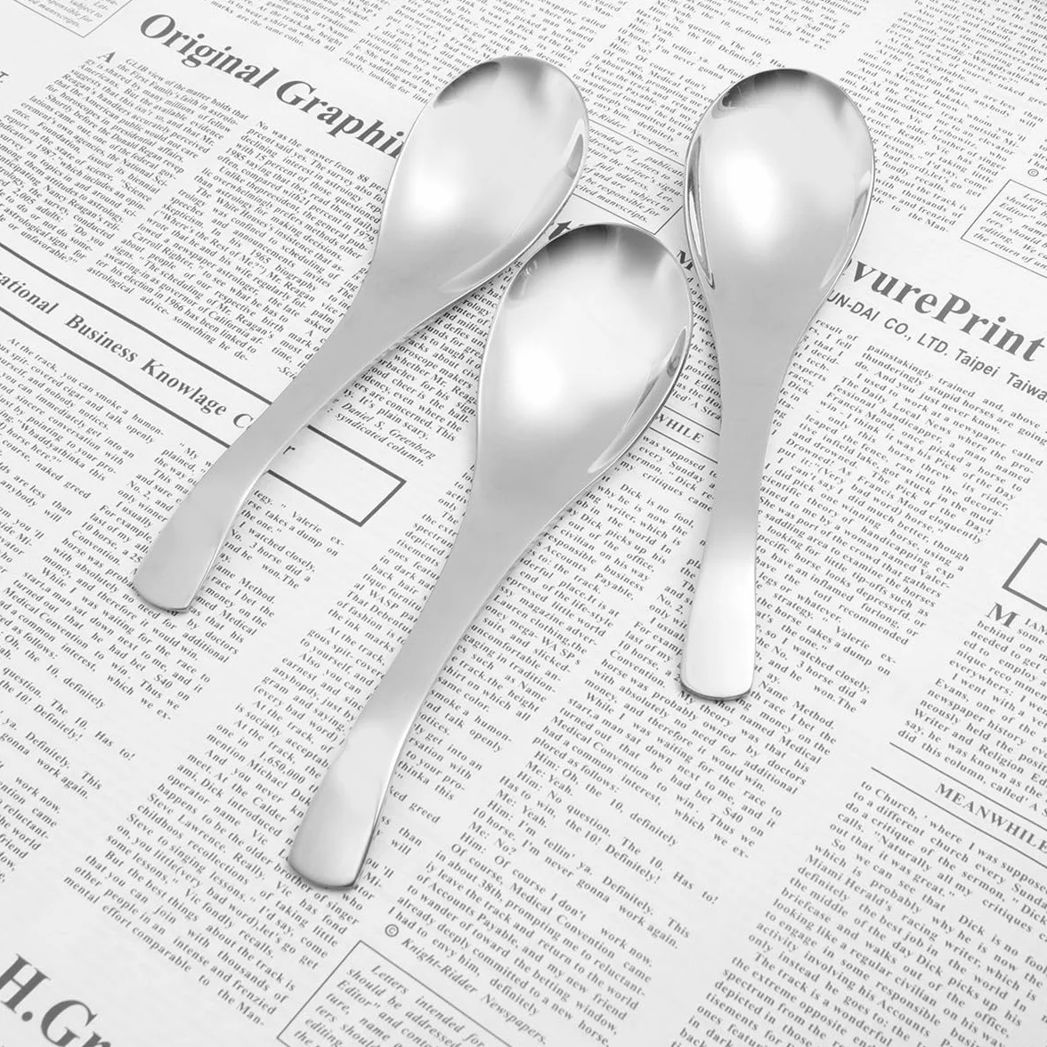UPKOCH 3 sztuki łyżki ze stali nierdzewnej posiłek łyżka łyżka do zupy łyżka do ryżu pogrubienie łyżka naczynia do jedzenia łyżka do serwowania (duży rozmiar) naczynia