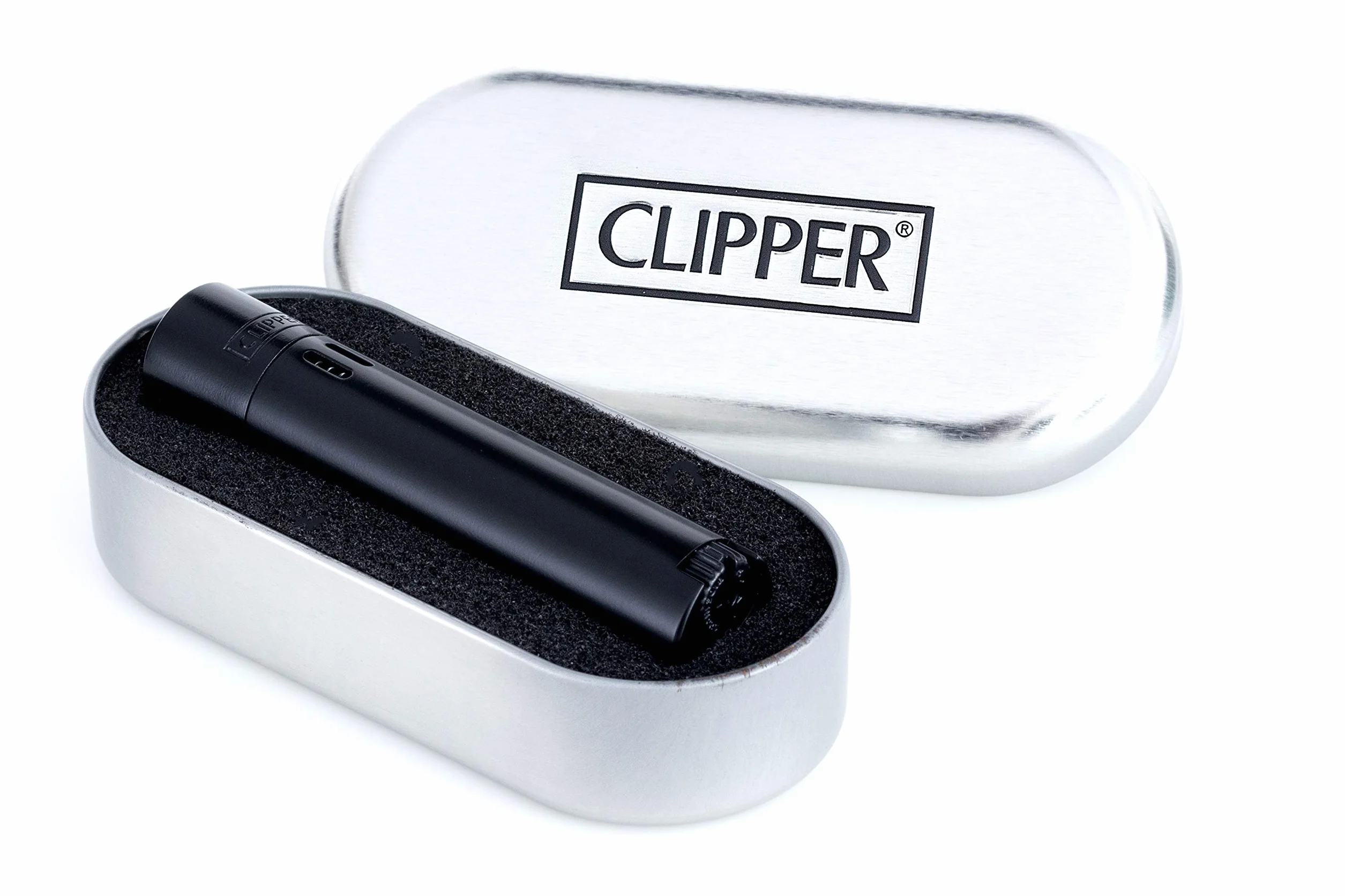 Clipper metalowy płomień czarny + czarny metalowy klips z płomieniem Jet