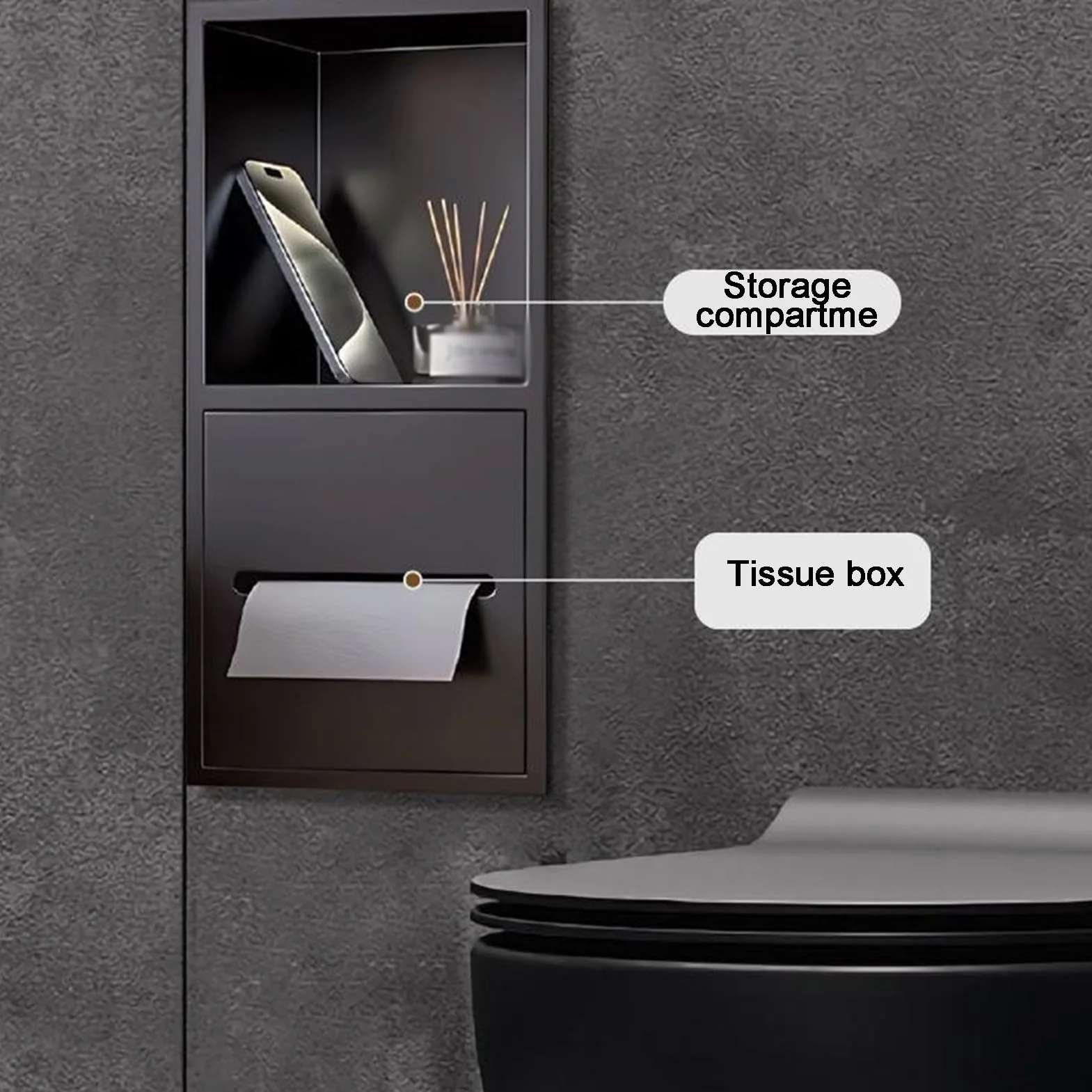 Uchwyt na papier toaletowy ze stali nierdzewnej, wielokolorowy organizer pod prysznic, wbudowana konstrukcja, wszechstronne rozmiary (szary, 400 x 200 x 125 mm) – idealny do łazienki