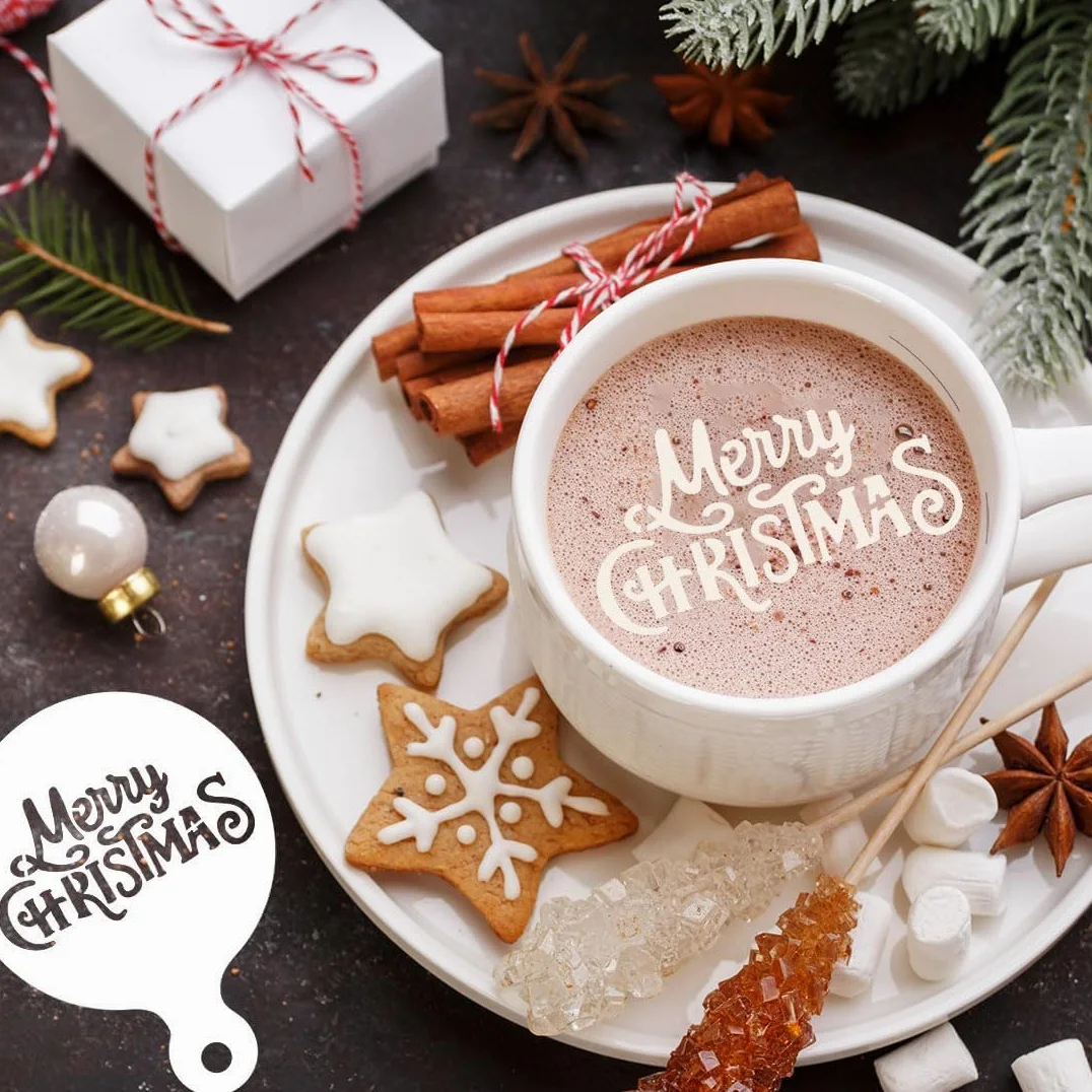 Qpout 25 sztuk Zestaw szablonów do ciastek bożonarodzeniowych idealny na Boże Narodzenie dekoracje kawowe fondant szablony do tłoczenia szablony do św. Mikołaja