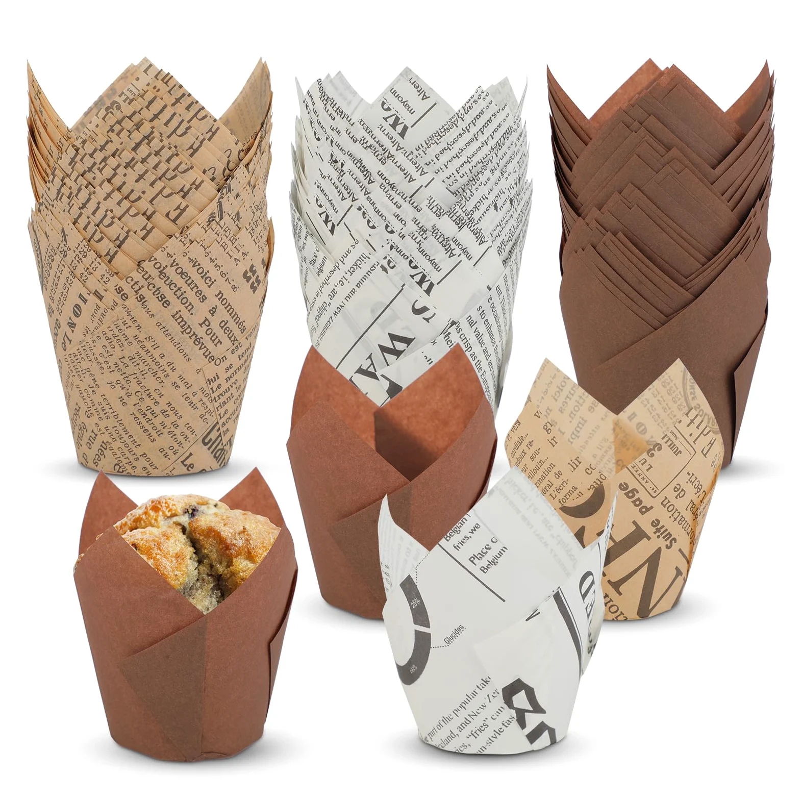 150 sztuk papierowych foremek do muffinów, foremek do babeczek, wszechstronne i łatwe w użyciu, foremki do pieczenia na wesele, foremki do muffinów w kształcie tulipanów, przybory do urodzin dzieci i