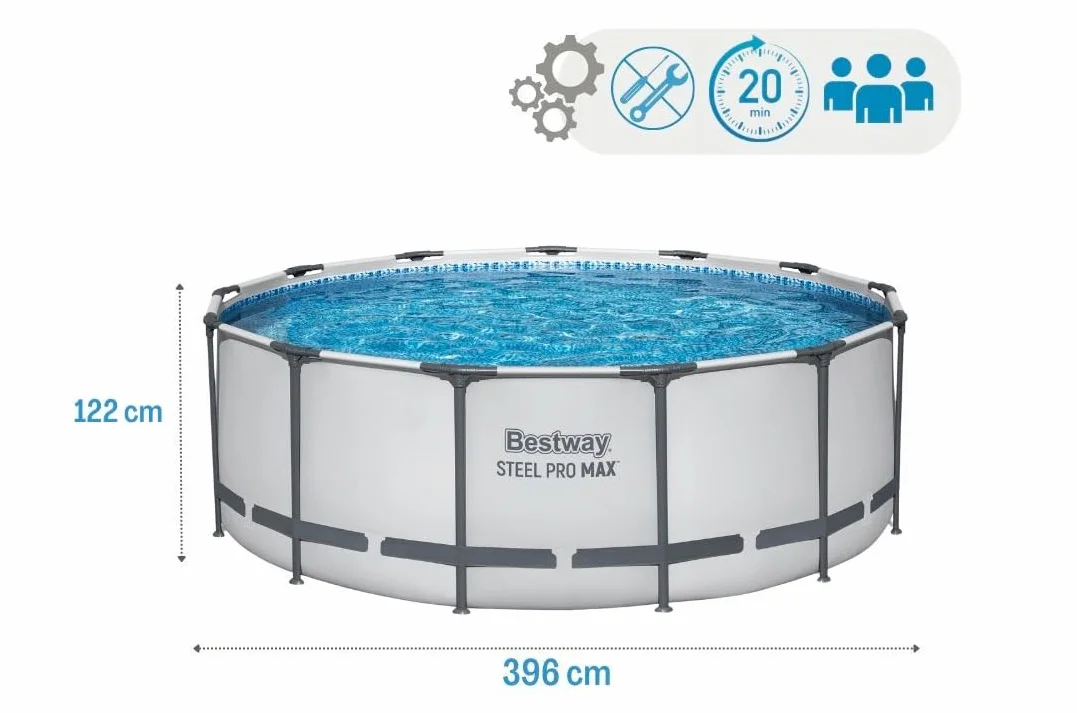 Bestway 5618W-5 Zestaw basenów zewnętrznych Steel Pro MAX okrągły 396 x 122 cm