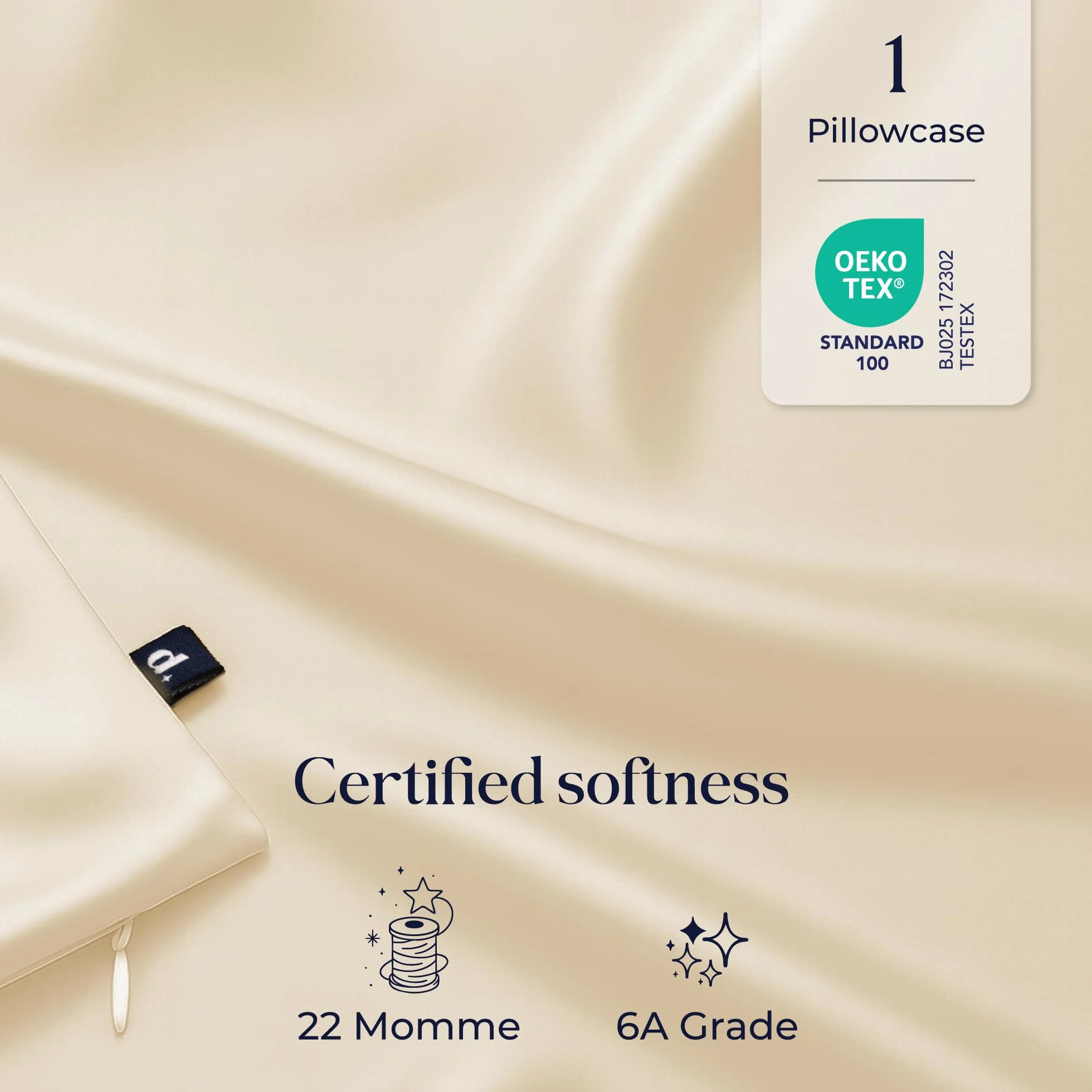 Dreamzie Silk Poszewka na poduszkę 100% jedwab 22 Momme Grade 6A - Oeko-Tex dla włosów i skóry - Jedwabna poszewka na poduszkę 1 szt. - Kość słoniowa - 50 x 70 cm