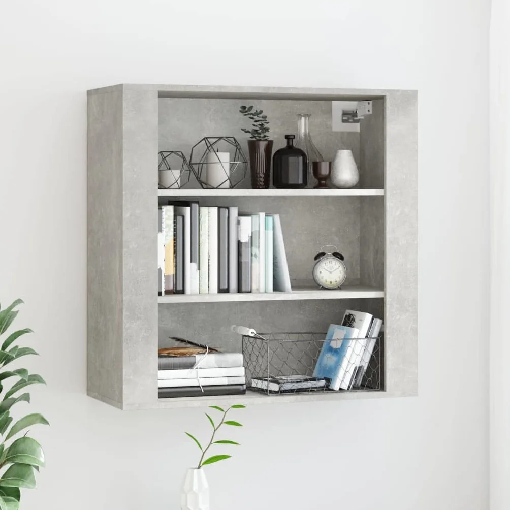 Mobilna szafka ścienna na przybory kuchenne, 80 x 33 x 80 cm, szare wykończenie cementowe, wszechstronne przechowywanie do sypialni, salonów, łazienek, kuchni i gabinetów, trwała konstrukcja ze