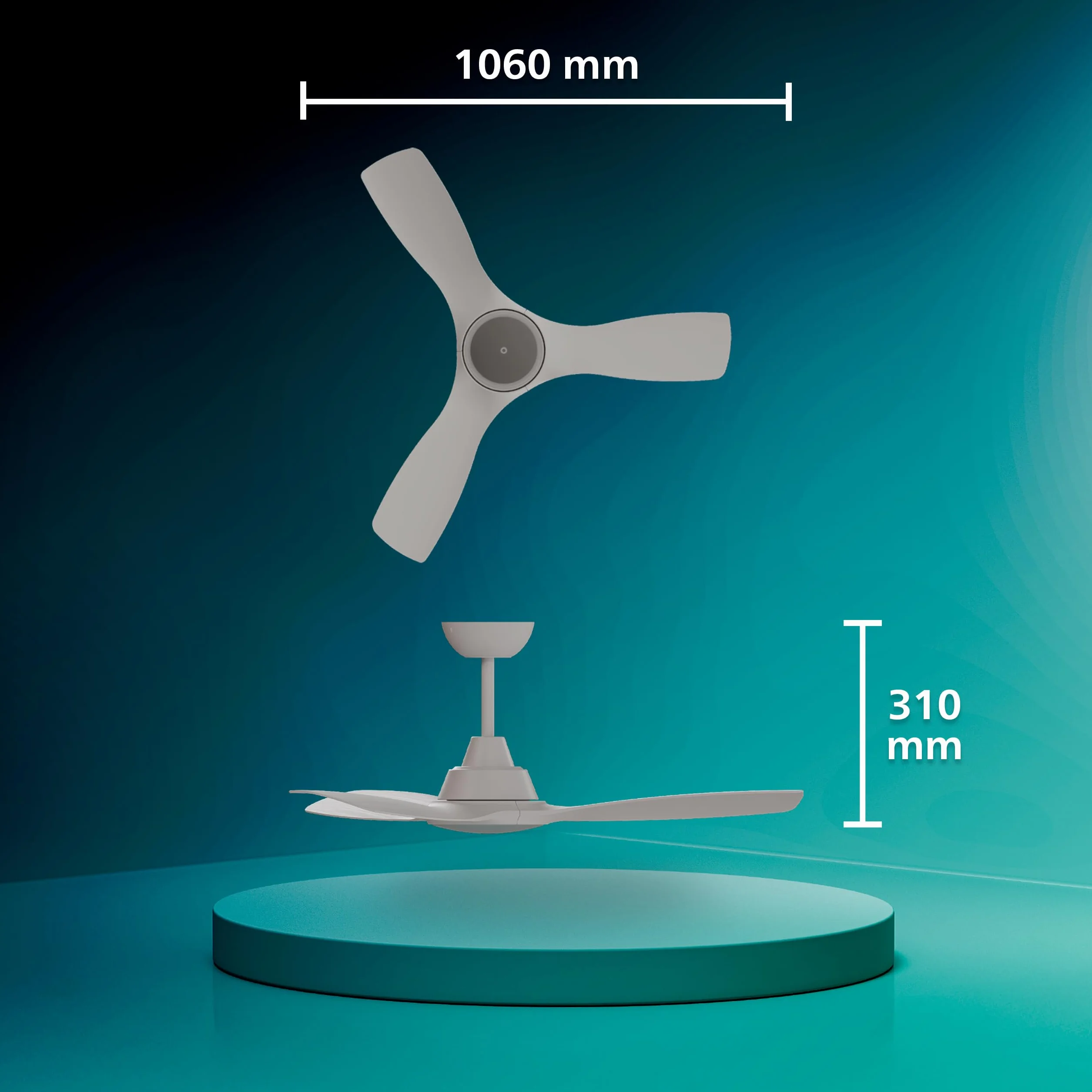 Wentylator Sufitowy Philips Olas LED Ze Stałym Łopatkami, 3 Łopatki, Średnica 107 cm, 2650 Lumenów, Regulowana Barwa Bieli 3000–6500 K, Przyciemnianie do 5%, Pilot, Biały
