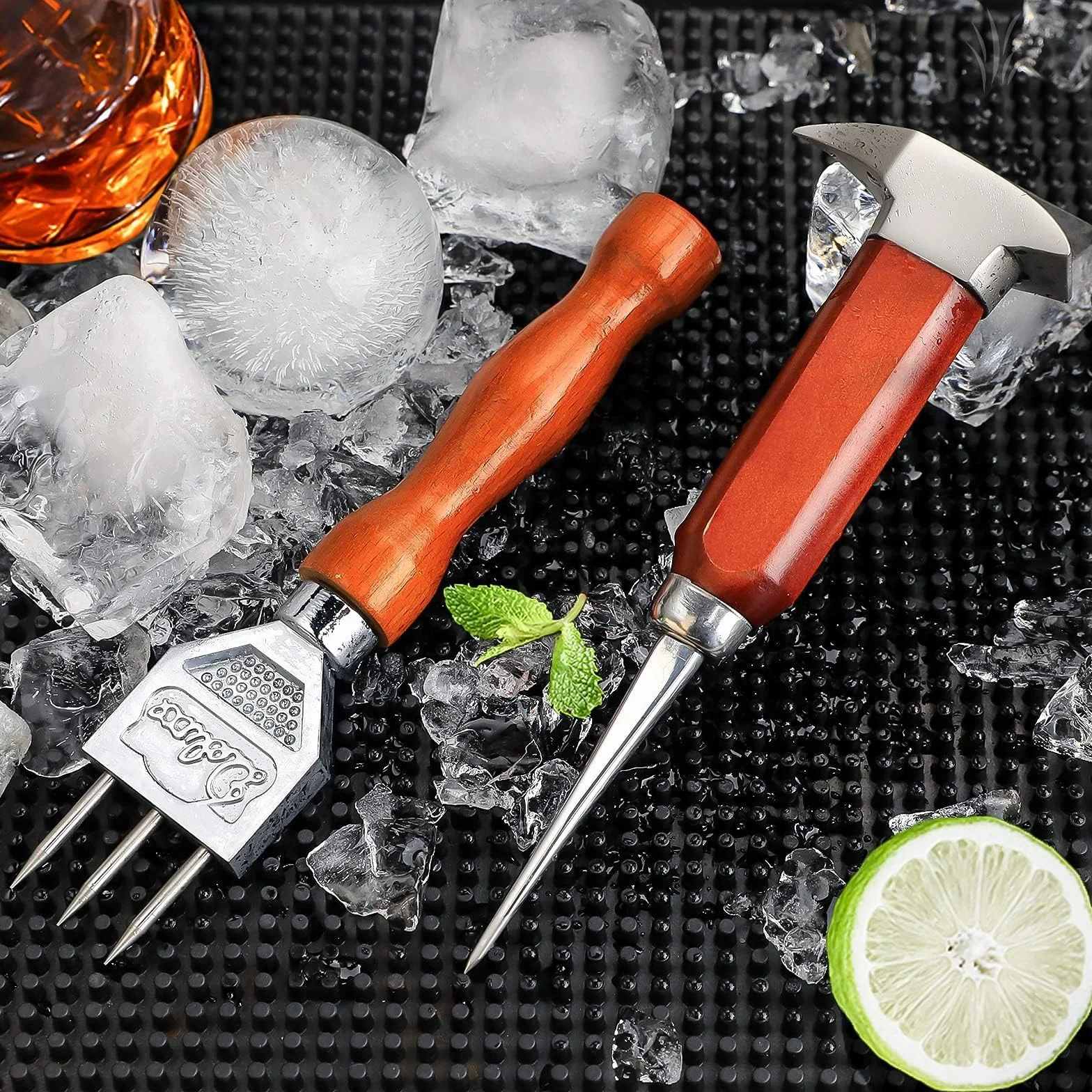 Profesjonalny lodołamacz barowy Ice Pick dla restauracji - stal nierdzewna z drewnianą rękojeścią, narzędzie do bary i koktajli