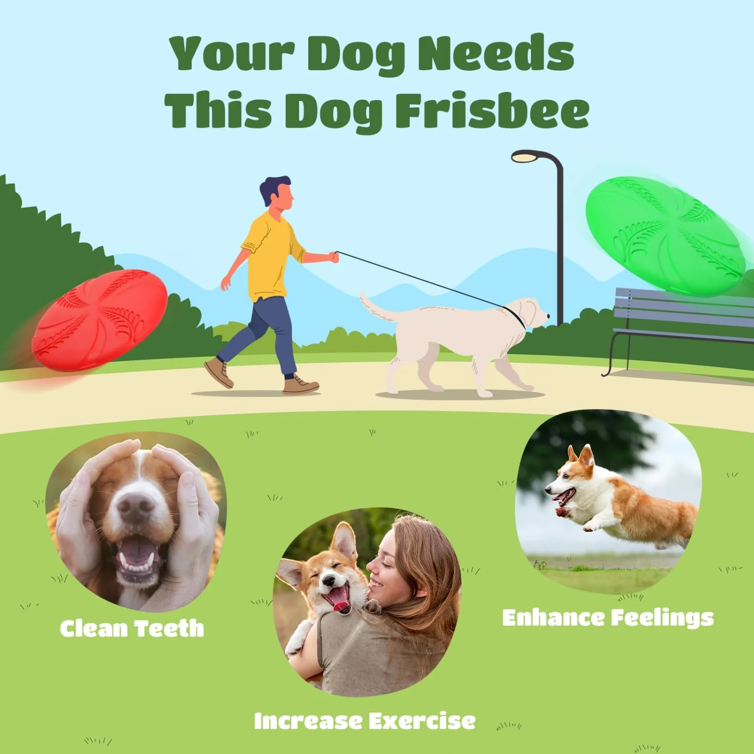 Nobleza Frisbee dla psa latający dysk zabawka interaktywna 2 szt. czerwony zielony