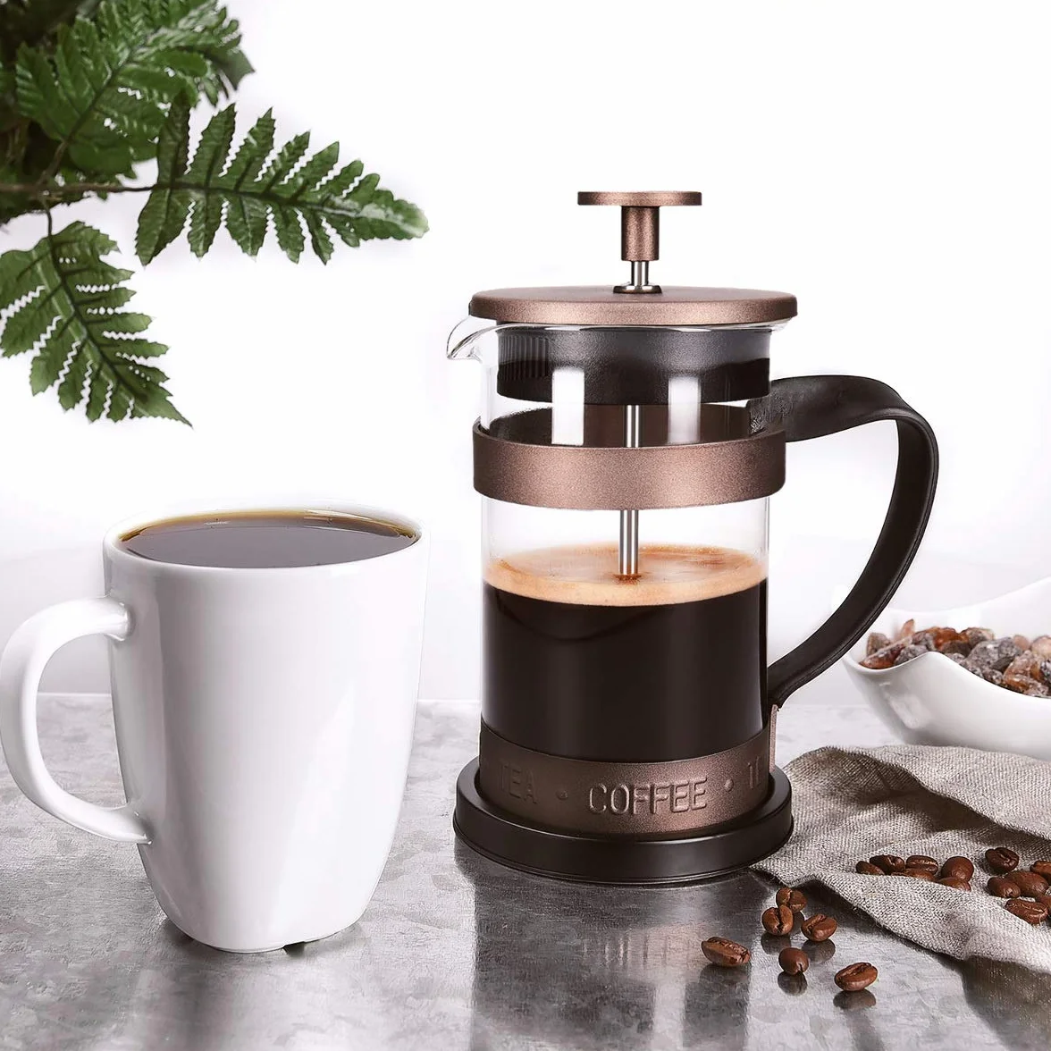 Navaris French Press zaparzacz do kawy z filtrem ze stali nierdzewnej – dzbanek do stempli 600 ml – 15 x 10,2 x 18,2 cm – 0,6 l – również do herbaty