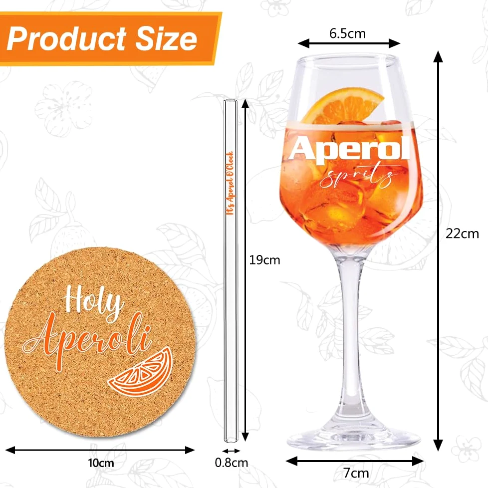 Aperol Aperol Spritz szklanka, zestaw prezentowy z 1 szklanką do koktajli i 1 sławką, prezent dla mężczyzn i kobiet