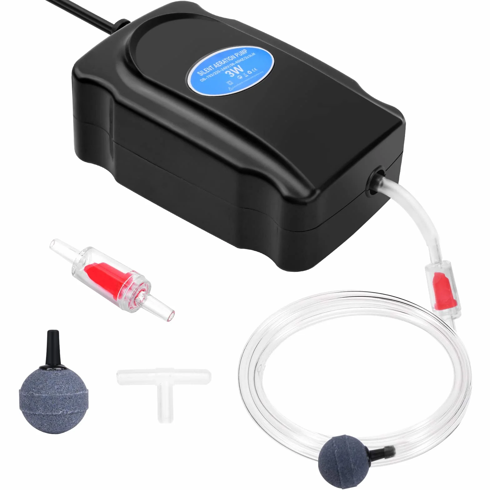 Flintronic Pompa powietrza do akwarium cicha tlenowa z zaworem zwrotnym zestaw 5-300 l