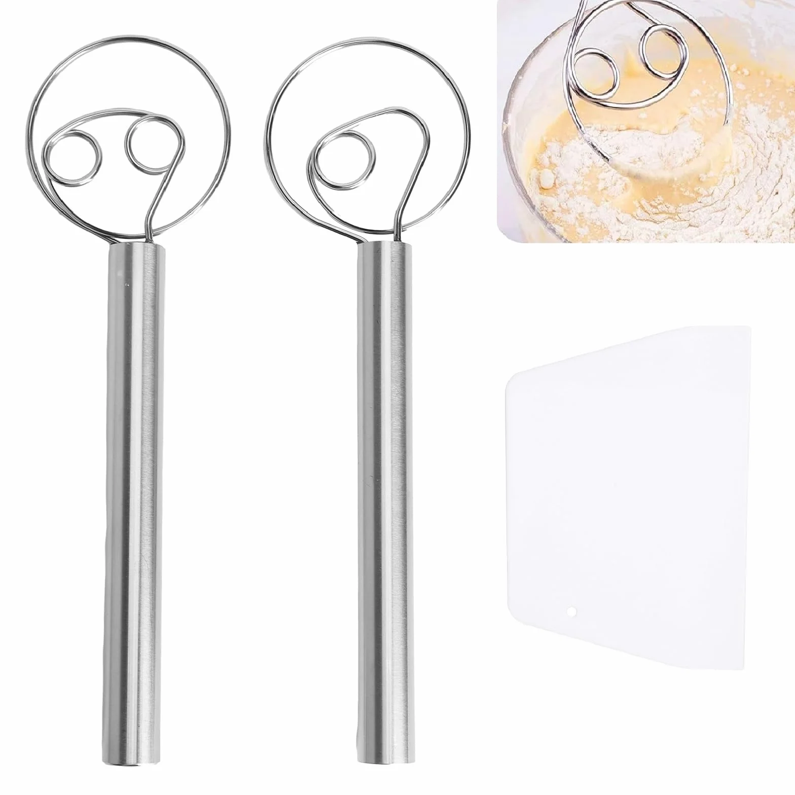 Duńska trzepaczka do ciasta, duńska trzepaczka do ciasta, duńska trzepaczka do ciasta, duńska trzepaczka do ciasta, stal nierdzewna, 9 cm, bezszwowa, ze skrobakiem do ciasta, mieszadło do