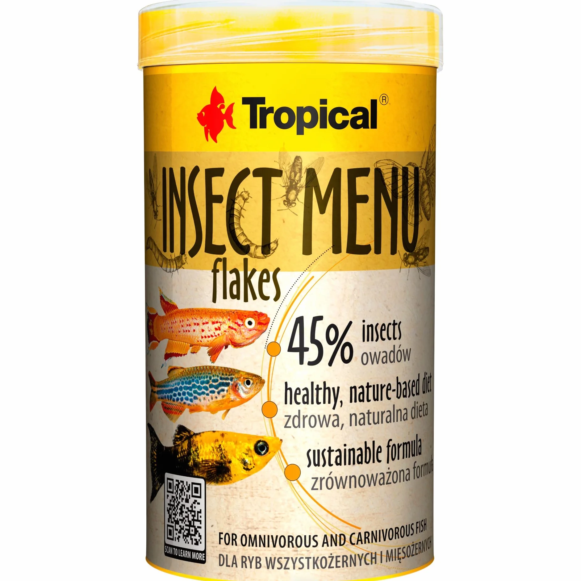 INSECT MENU FLAKES 250ml / 50g - pokarm dla ryb w formie płatków na bazie 3 owadów