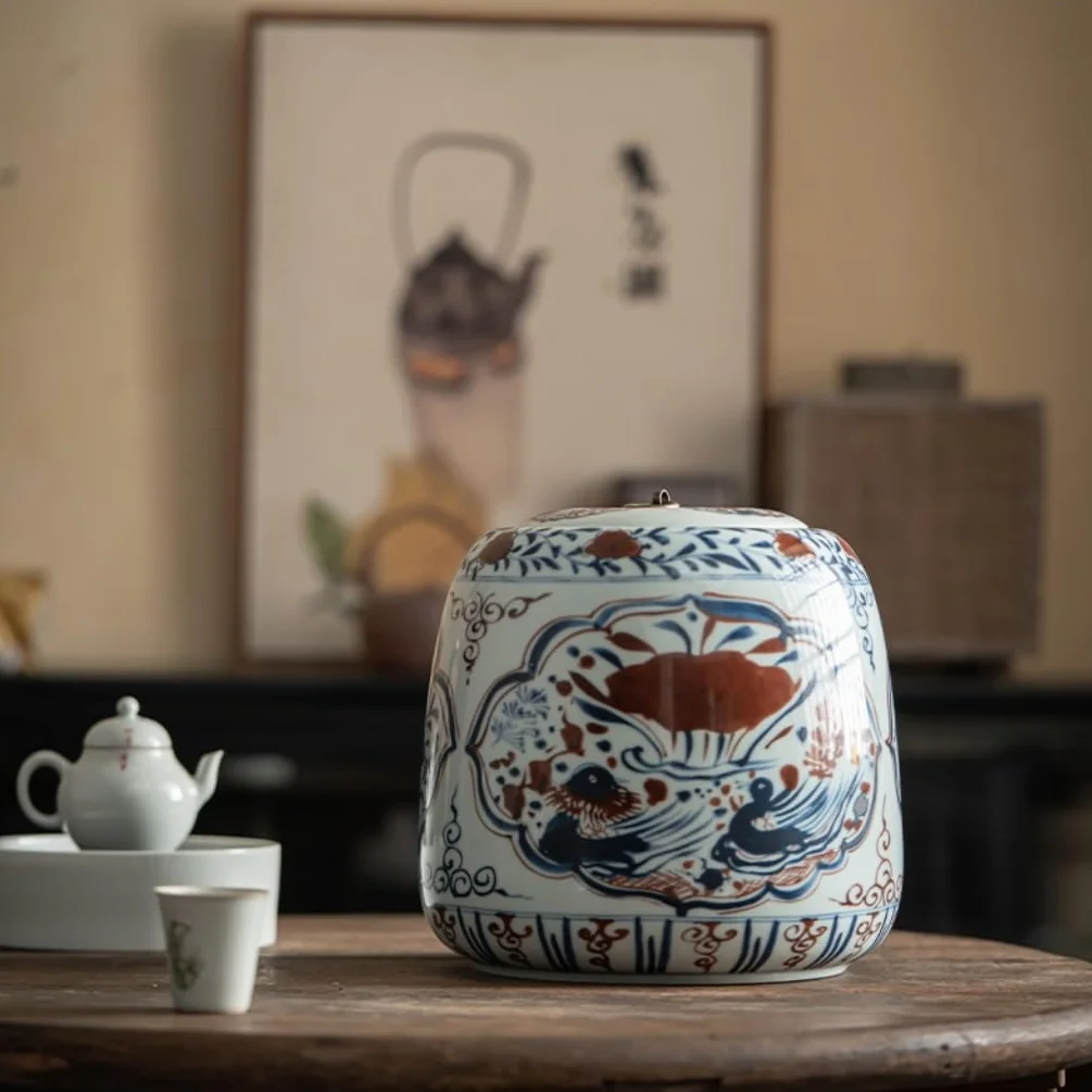 XYNSNDB Kanistry kuchenne Duży zbiornik do przechowywania herbaty luzem Ceramiczny orzech Kawa Zamknię zbiornik na płatki zbożowe Domowe pudełko na herbatę o dużej pojemności Duży cylinder na herbatę