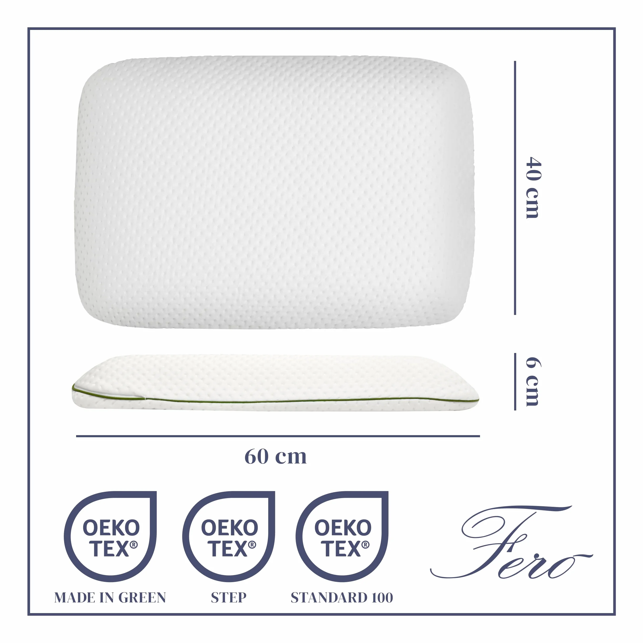Ferò Poduszka dziecięca 60 x 40 x 6 cm, z Tencel, hipoalergiczna – dla dzieci od 2 lat – komfort i bezpieczeństwo dla spokojnego snu – miękka i oddychająca, naturalna pianka memory Oeko-TEX