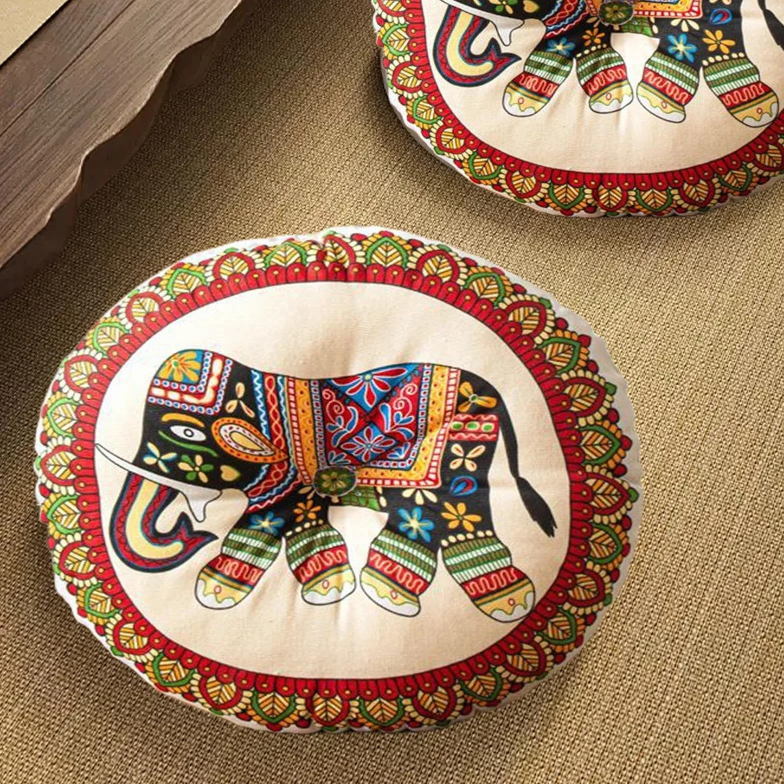 Stylowe okrągłe poduszki na krzesło, solidna poduszka do medytacji, gruba podkładka na krzesło do kuchni, boho poduszka podłogowa 40 x 40 cm na krzesła do jadalni, wewnątrz, na zewnątrz