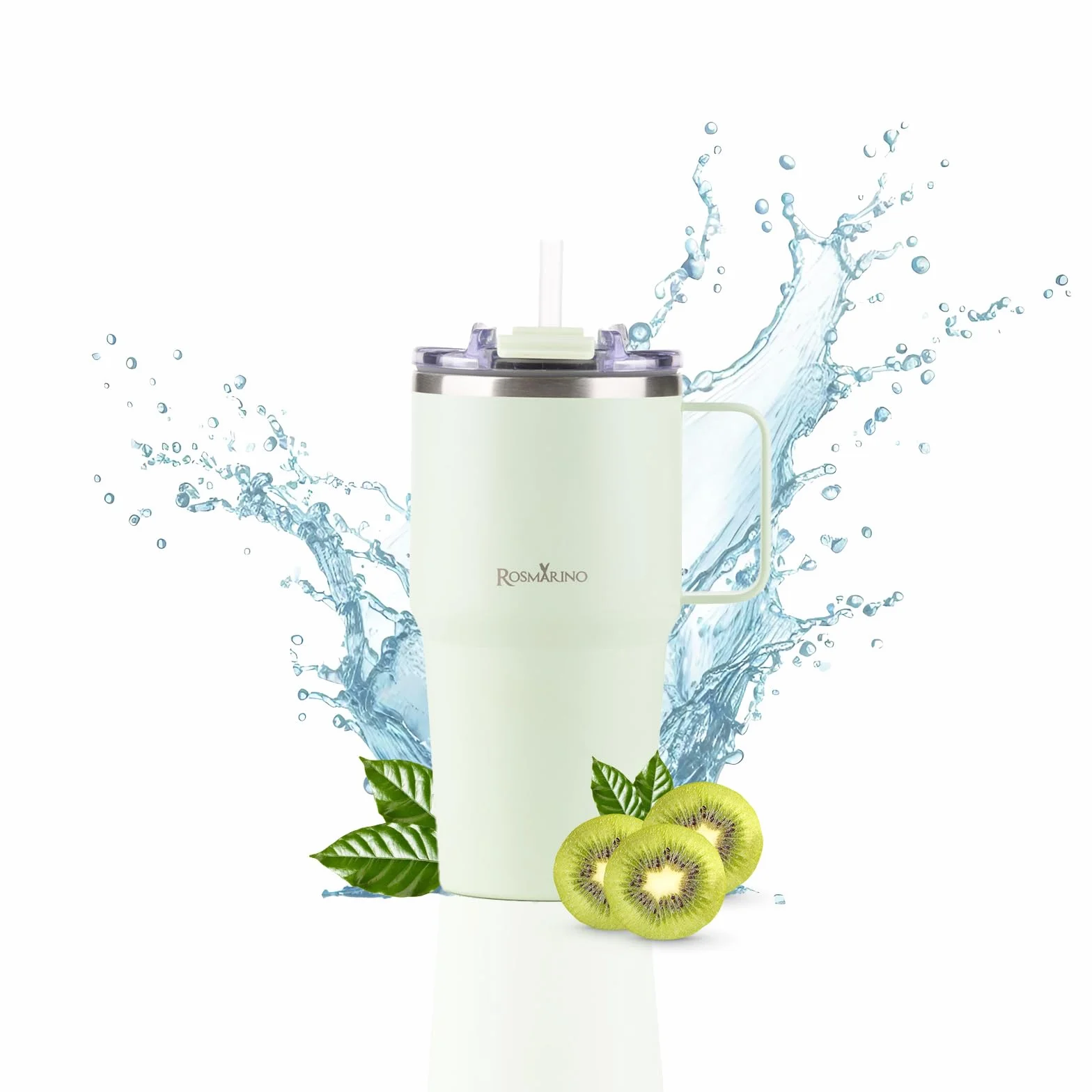 Rosmarino MegaCup Thermobecher 580 ml, utrzymuje zimno przez 11 godzin, ciepło przez 7 godzin, stal nierdzewna, termosbecher, termosbecher, termoizolacja, termoizolacja, termomisa, mięta