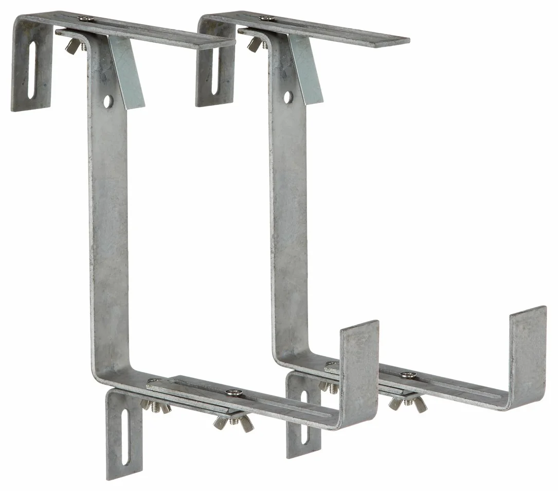 Dehner Uchwyt na skrzynki na kwiaty Profi na poręcz rur, 2 sztuki, metal, srebrny