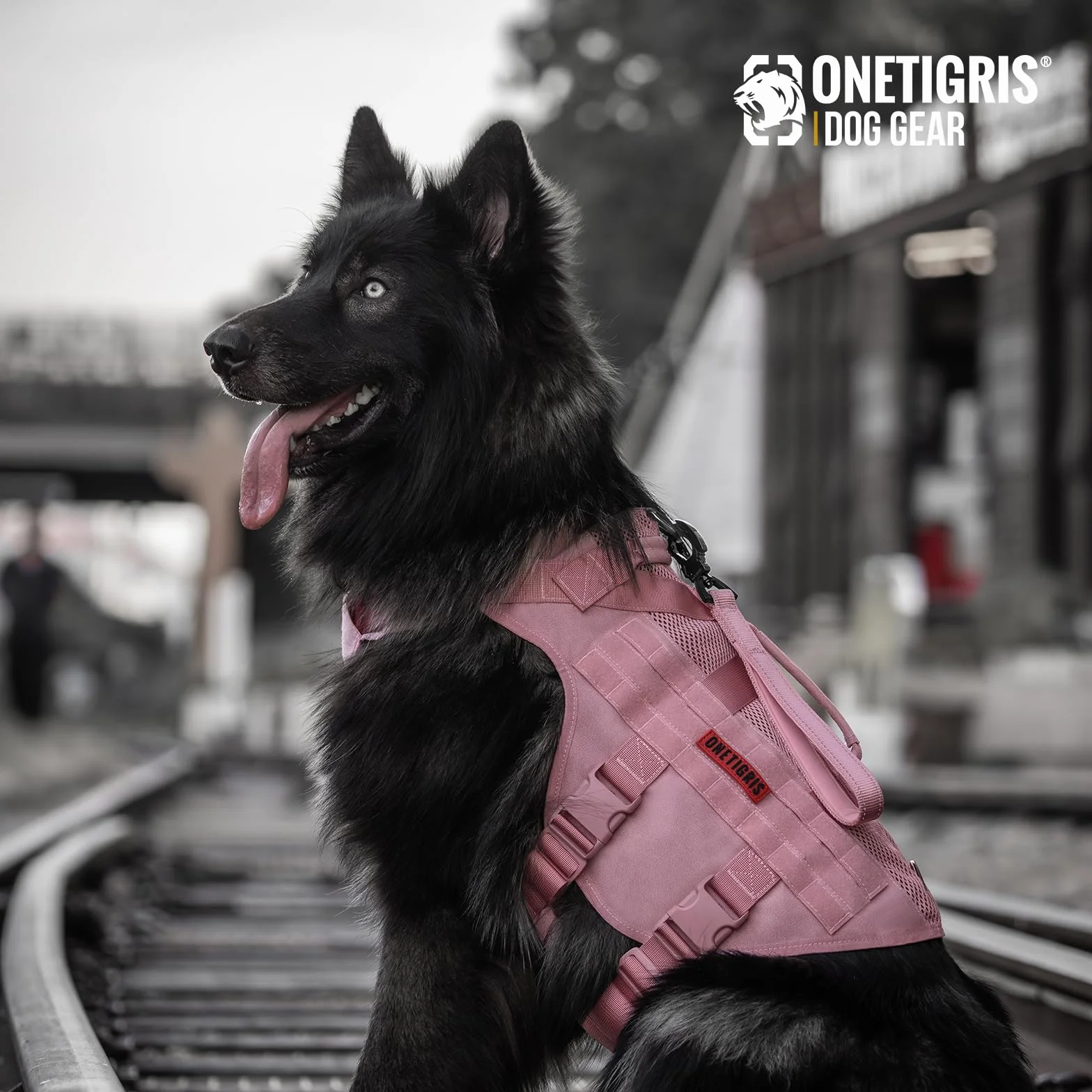 OneTigris Szelki dla Psa AIRE MESH Taktyczne Przeciwciągnięciowe Regulowane Oddychające Różowe M