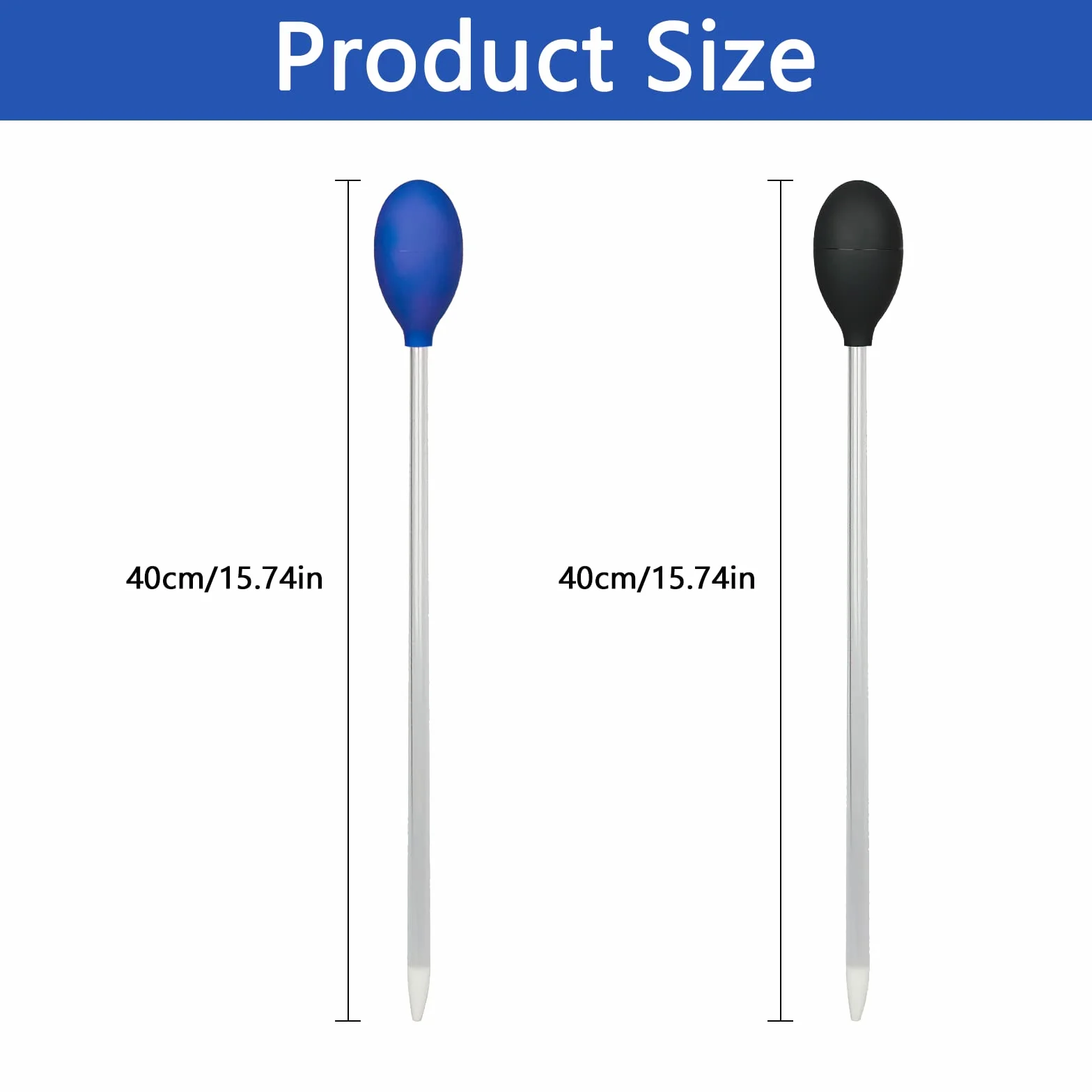 40 CM Podajnik Korale 2 Różne Kolory Pipeta Kroplomierzem Akwarium,Wielokrotnego użytku,Nadaje się do Czyszczenia Akwarium, Karmienie(Czarny i Niebieski)