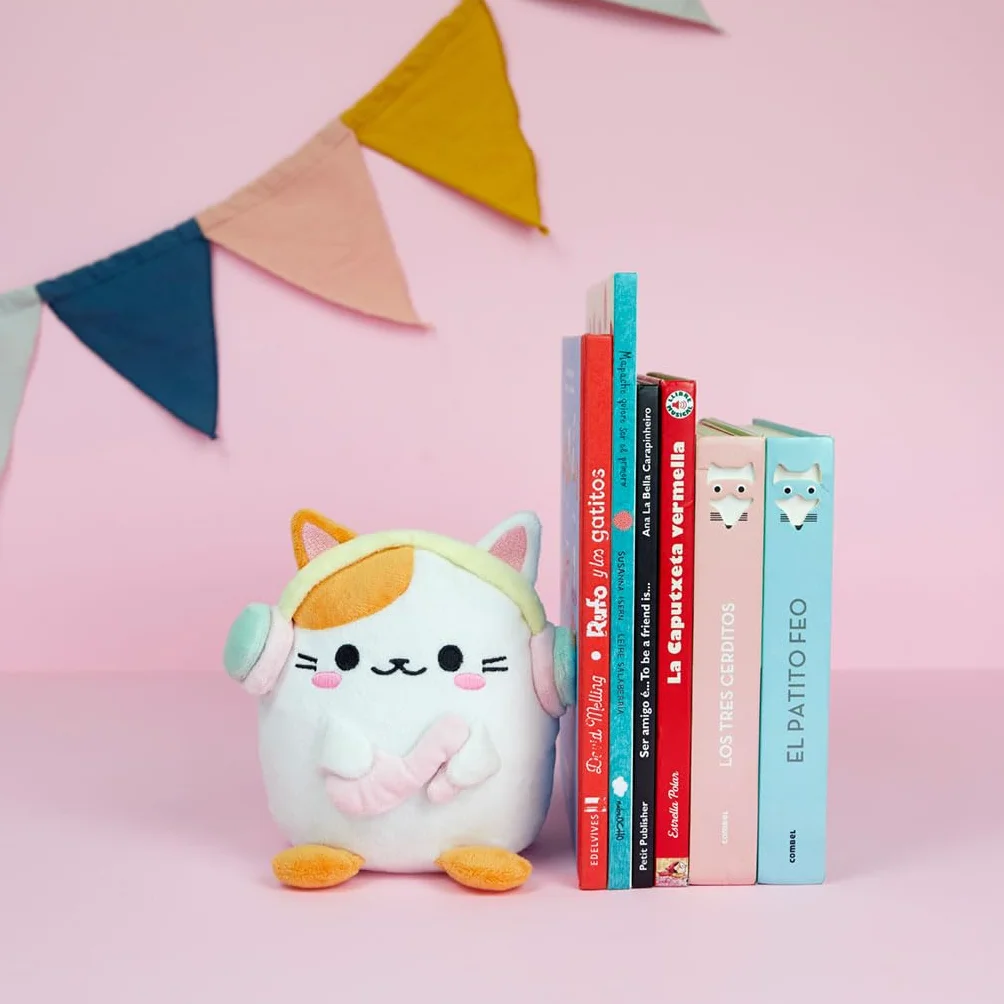 Balvi Kawaii Melody podpórki do książek biały kot ze słuchawkami poliester