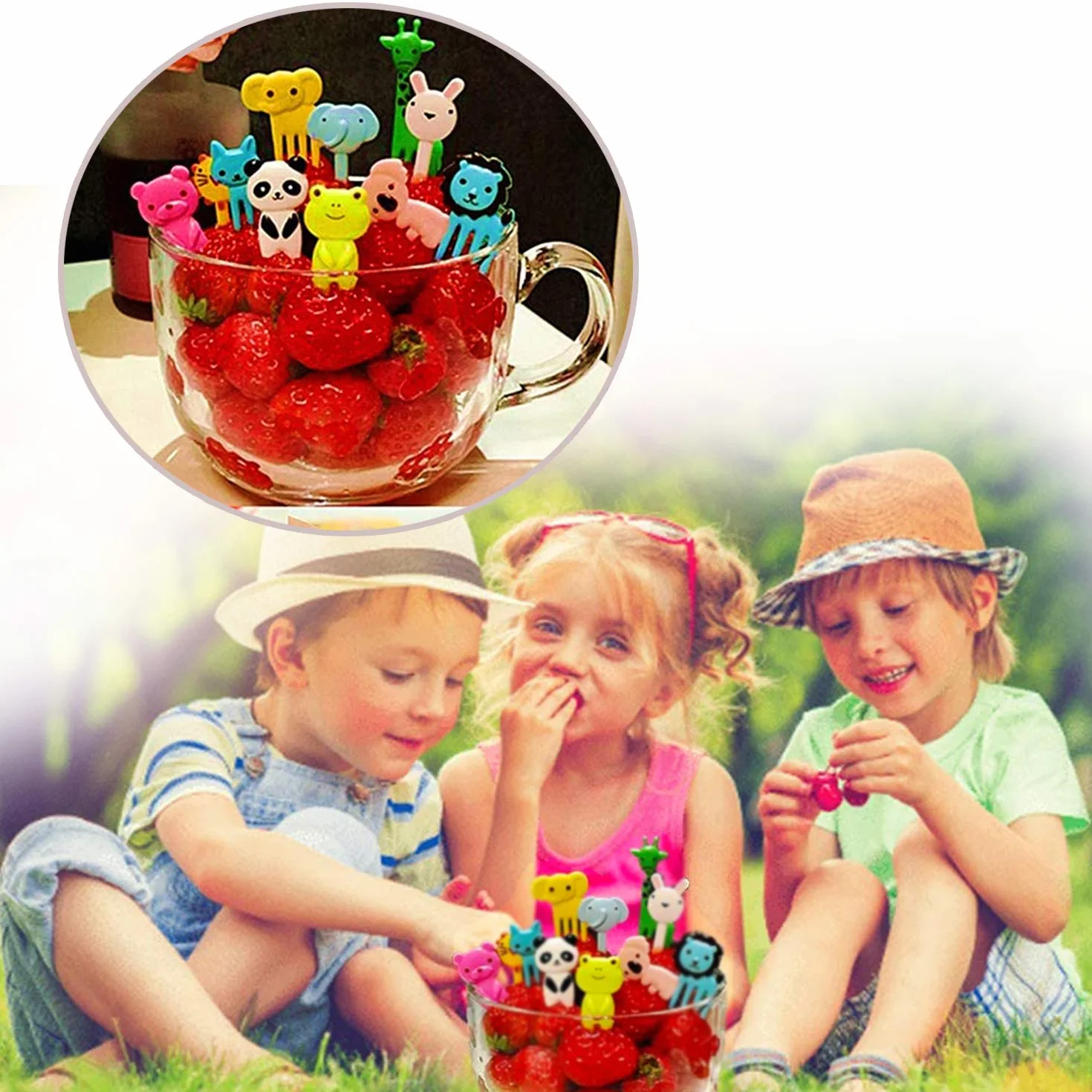 Widelec do owoców dla dzieci – mini widelec deserowy z tworzywa sztucznego, wzór z kreskówki, akcesoria imprezowe do owoców i deserów