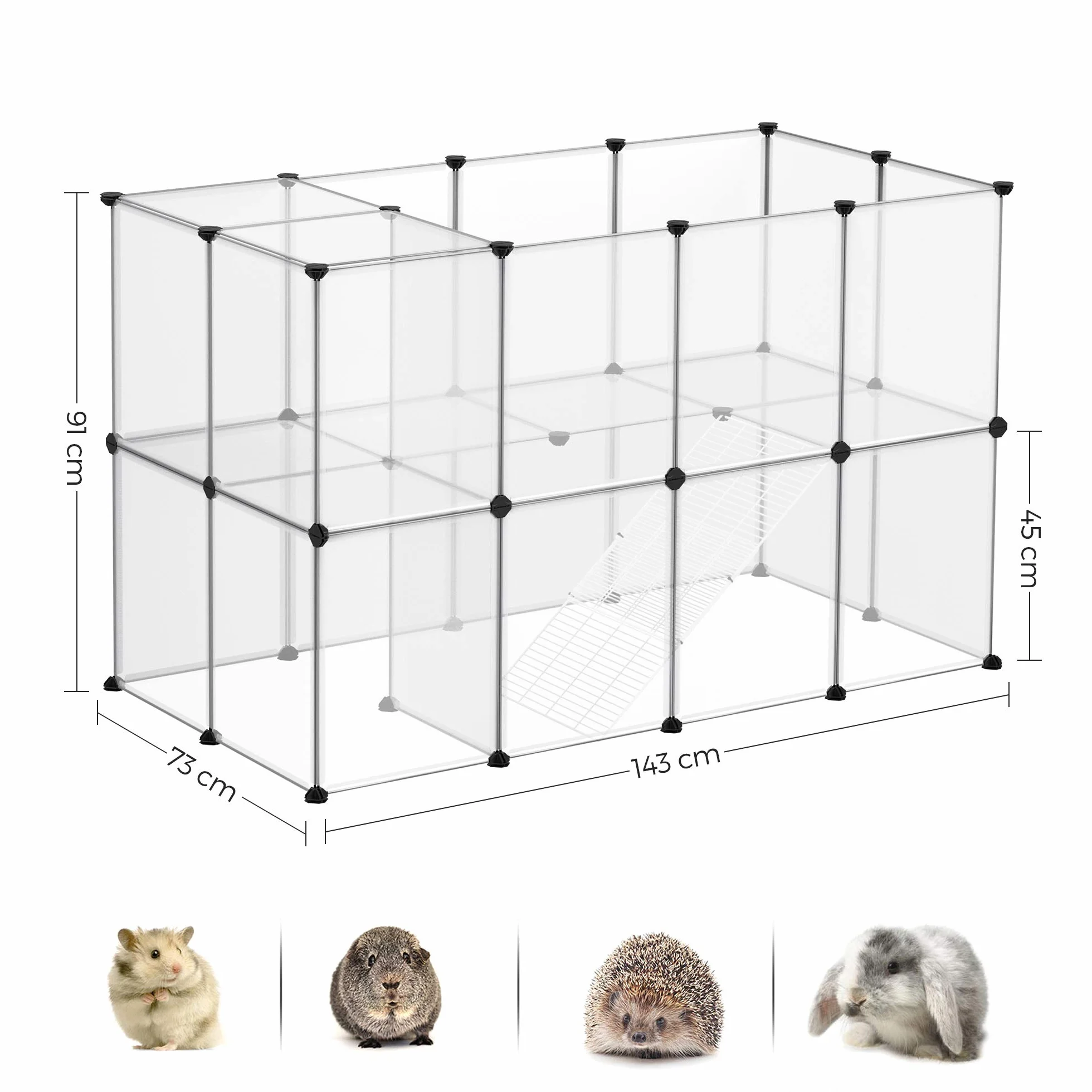 SONGMICS Wybieg dla zwierząt 143x73x91 cm przezroczysty LPC005W01