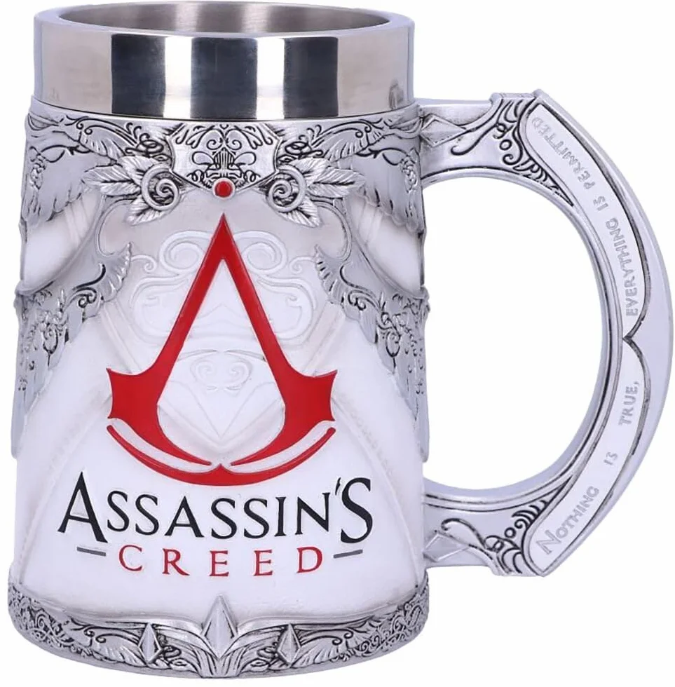 Nemesis Now B5296S0 oficjalnie licencjonowany kufel do gier, żywica ze stali nierdzewnej, 300 mililitrów, Assassin's Creed II White Edition