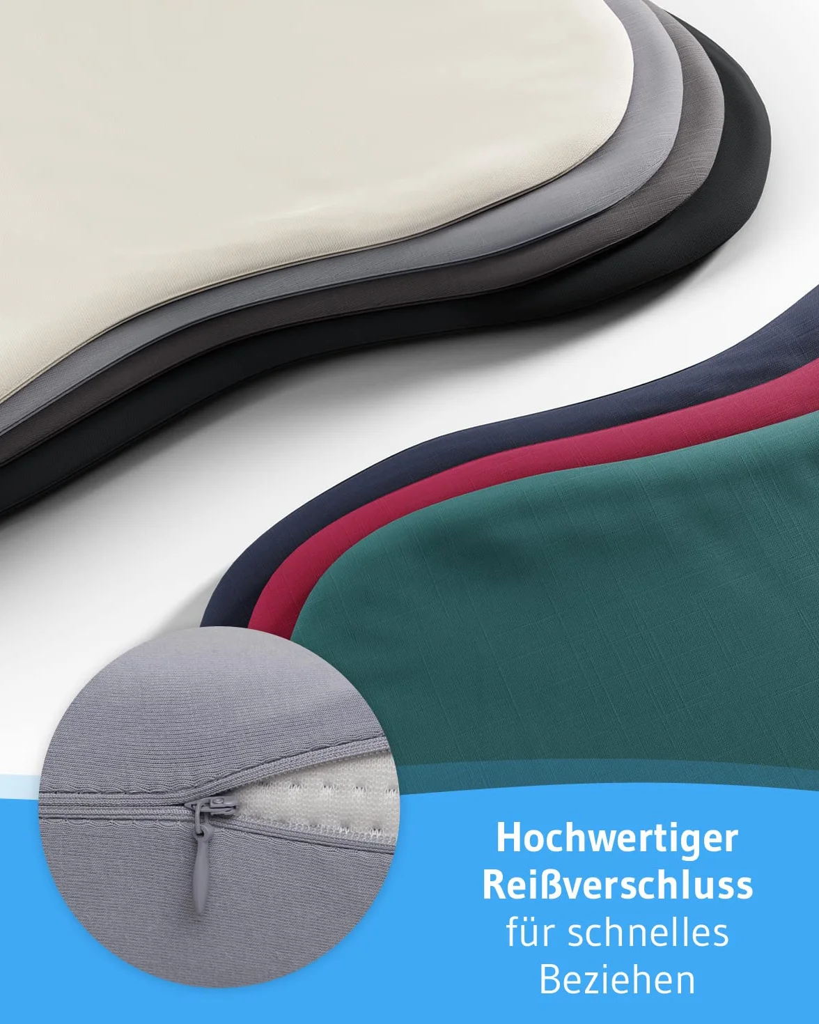 Poszewka na poduszkę x2 (jednolita) na poduszki podróżne/dzieci 40 x 25 cm, zwłaszcza VOLAR - 100% bawełna, bezszwowa, dobre dopasowanie, zamek błyskawiczny (szara)